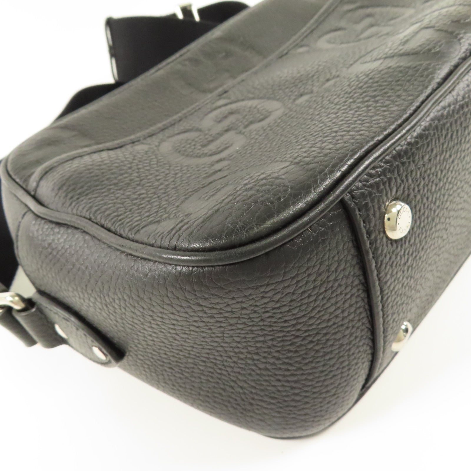 GUCCI 牛皮皮革Camera Bag銀扣肩背袋