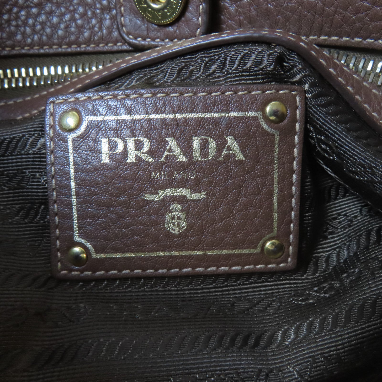 PRADA 尼龍Shoulder Bag金扣肩背袋啡色