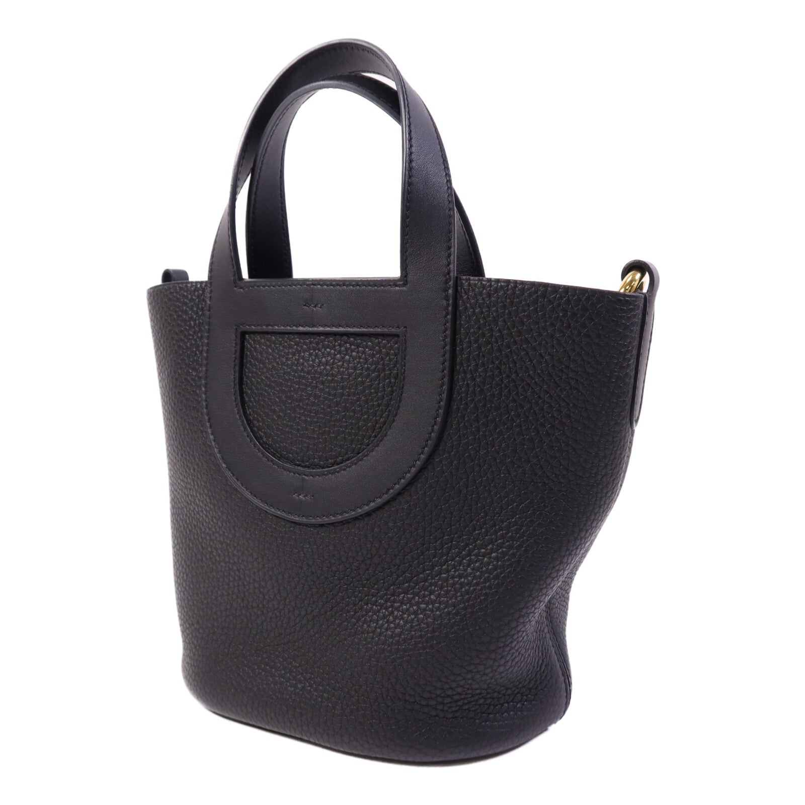 HERMES Clemence皮革In The Loop 18金扣手挽袋Noir