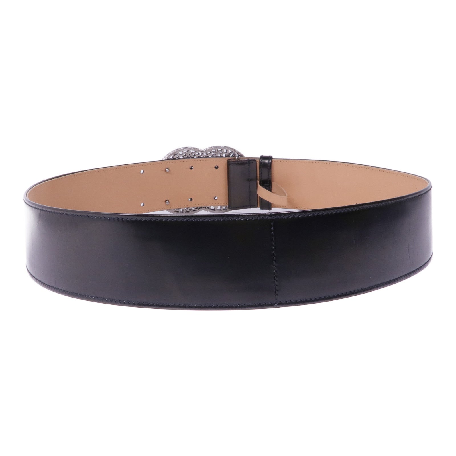 CHANEL 牛皮皮革Belt銀扣皮帶