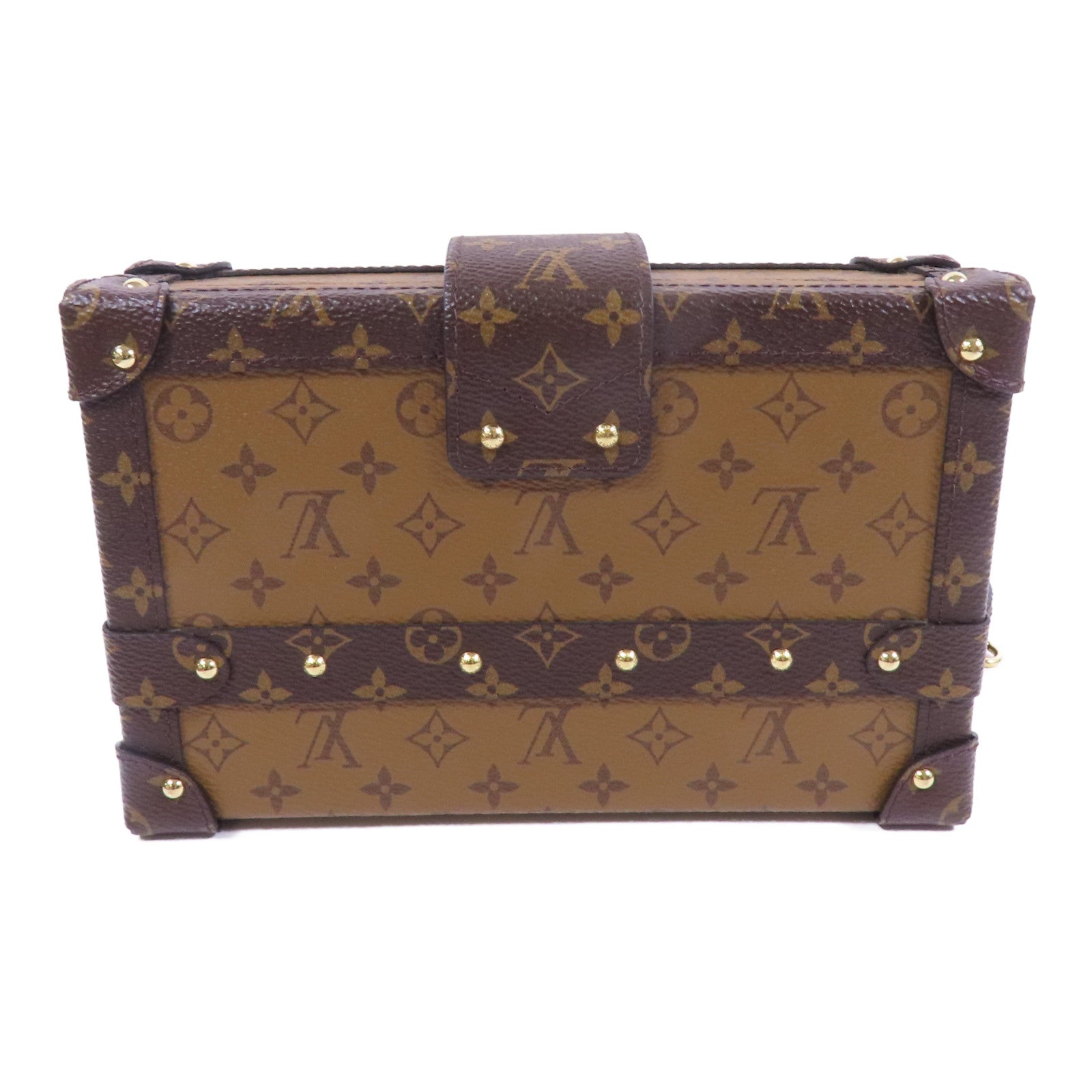LOUIS VUITTON Monogram Reverse Petite Malle金扣肩背袋