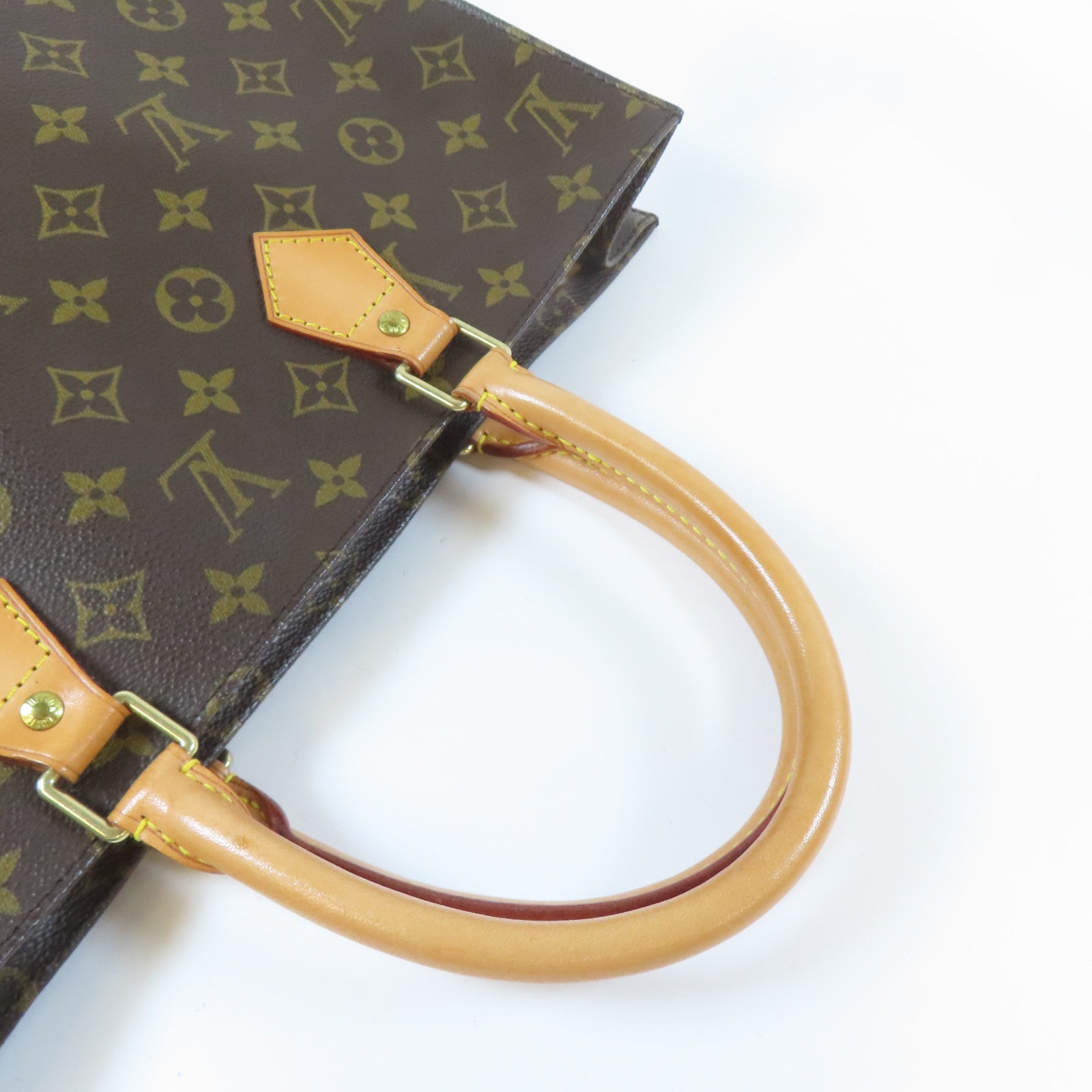 LOUIS VUITTON Monogram Sac Plat Tote Bag金扣手挽袋啡色