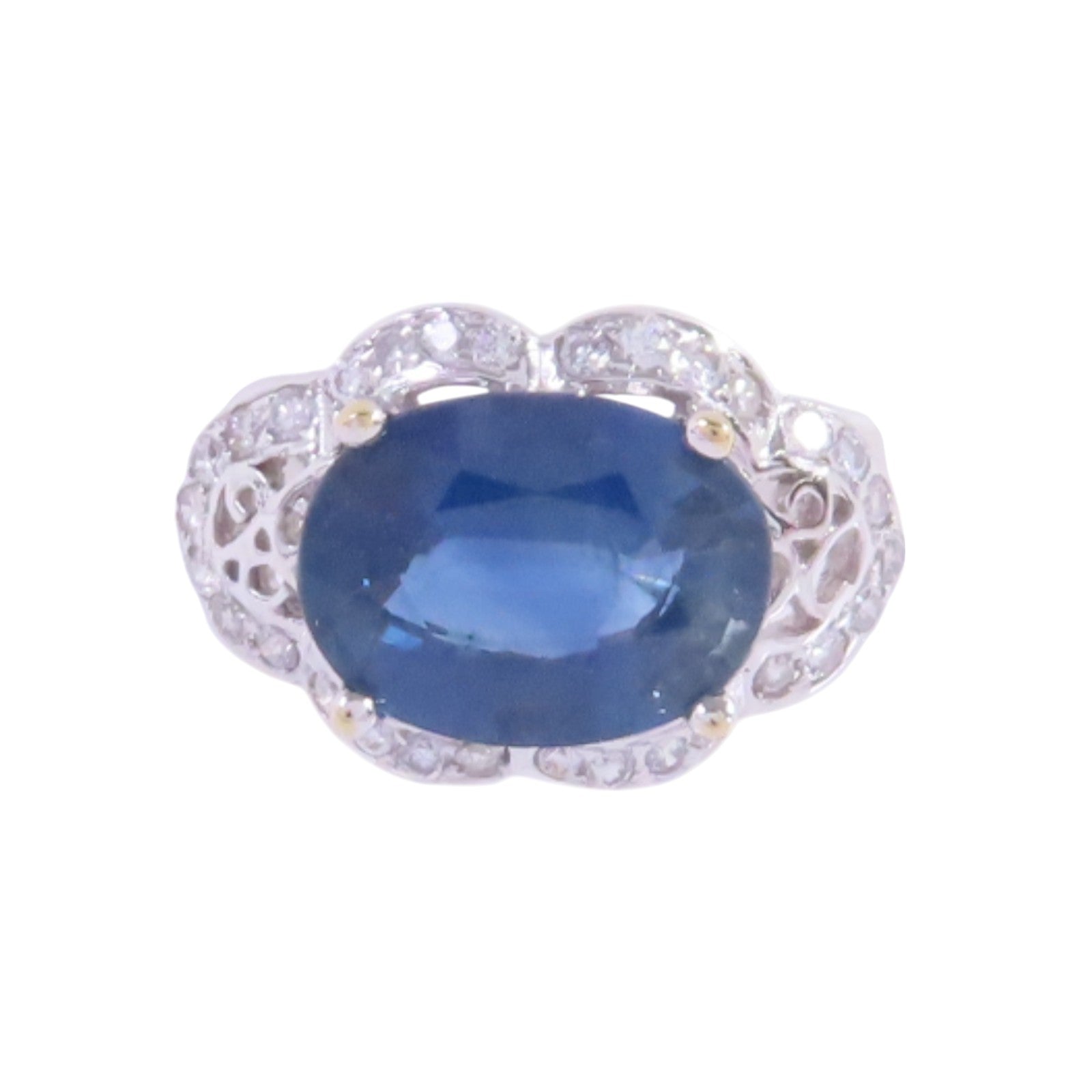 JEWELRY 【激減優惠】18K白金/藍寶石/鑽石Sapphire Diamond Ring戒指US#4.25