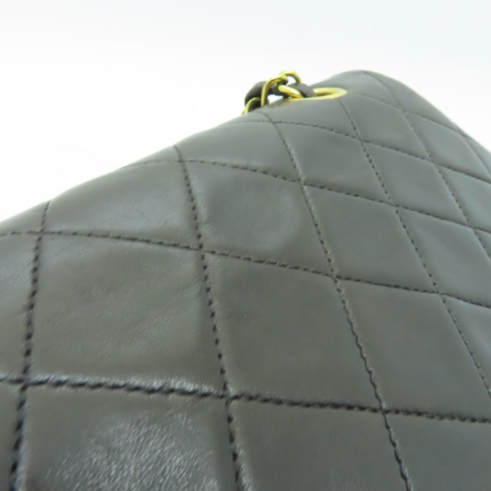CHANEL 【激減優惠】菱格牛皮皮革Classic Flap 25金扣鏈帶肩背袋深啡色