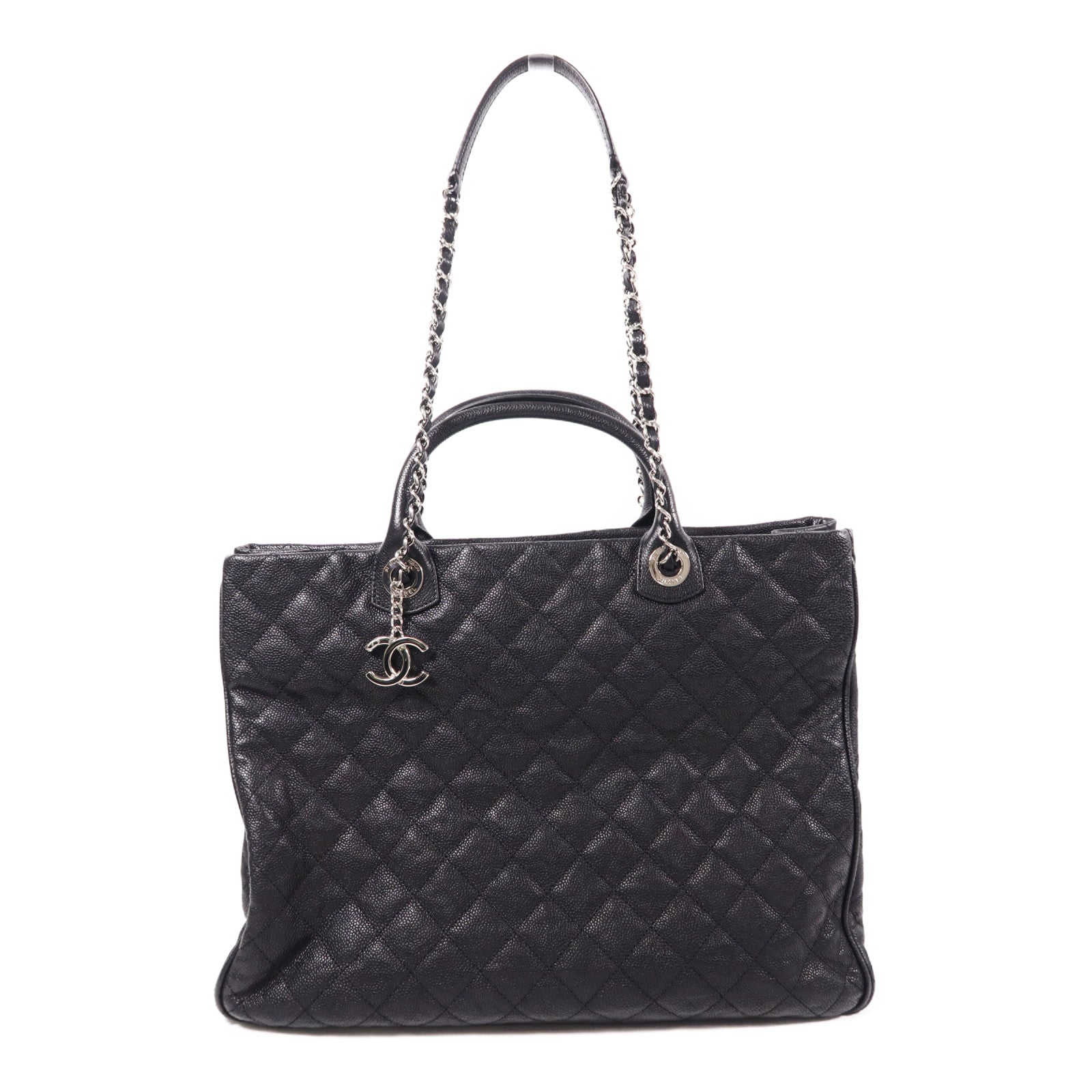 CHANEL 牛皮皮革2 Way Shoulder銀扣手挽肩背兩用袋
