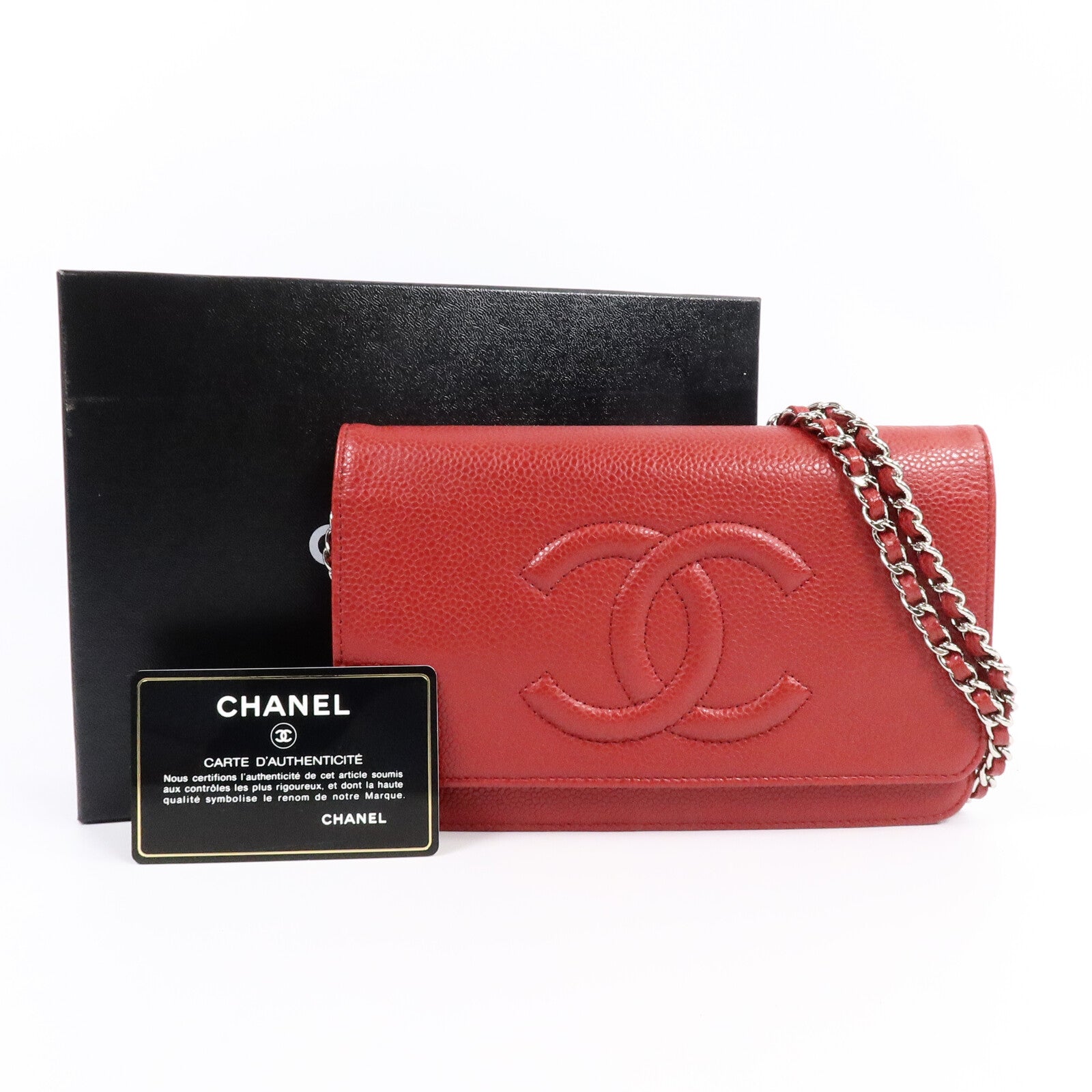 CHANEL 牛皮皮革WOC Wallet On Chain鏈帶肩背袋