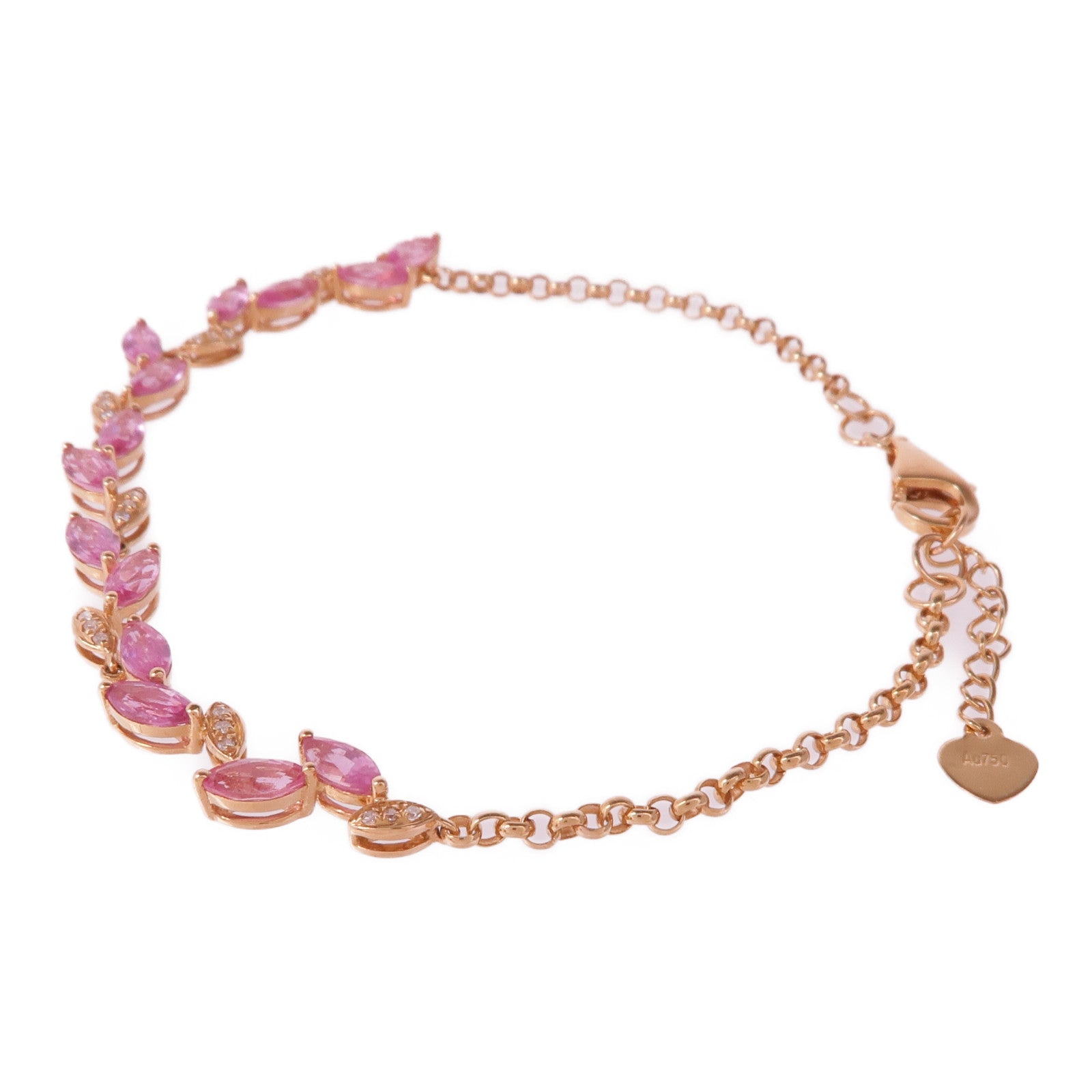 JEWELRY 18K玫瑰金Sapphire/Diamond Bracelet粉紅色藍寶石/鑽石手鏈