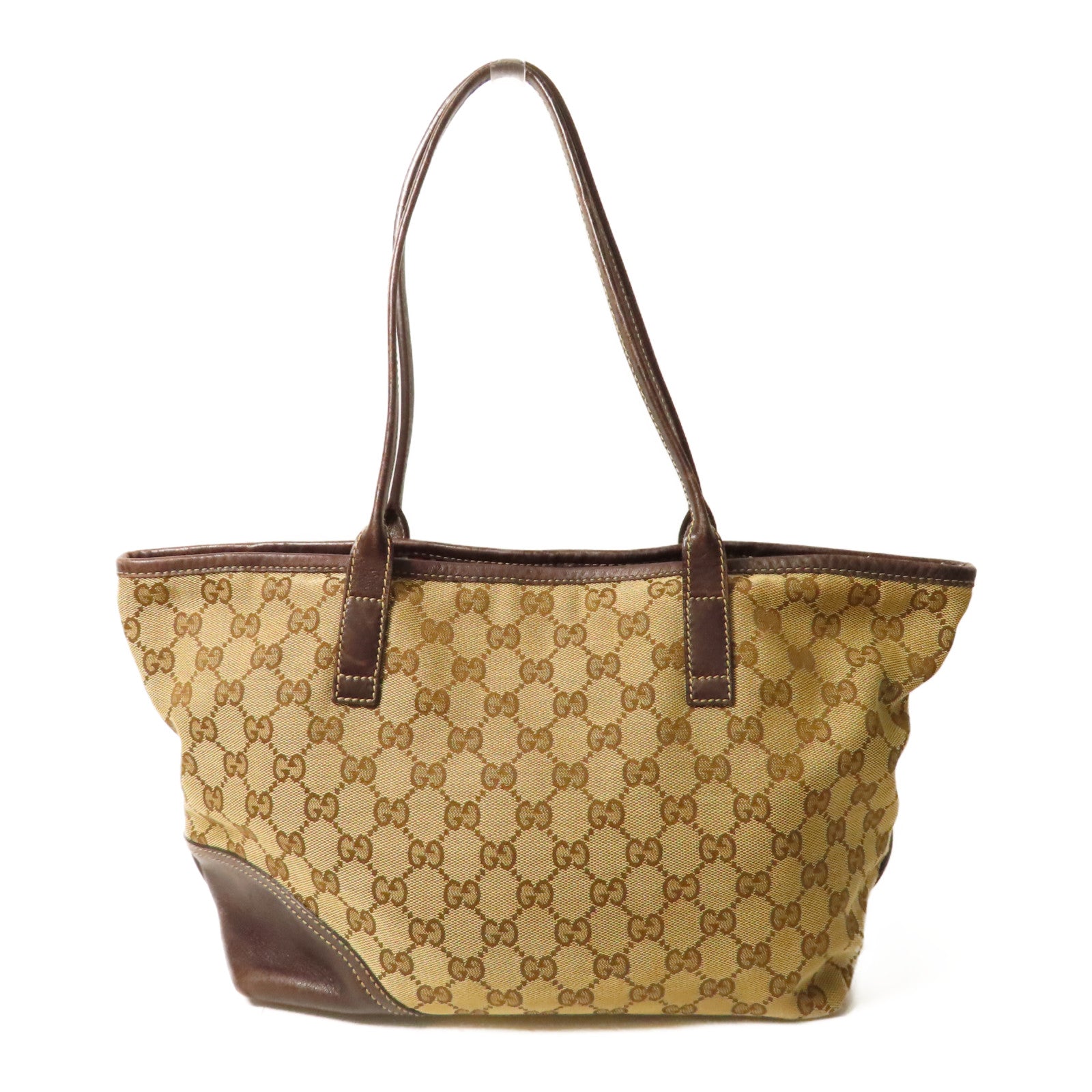 GUCCI 帆布Tote Bag金扣手挽袋啡色
