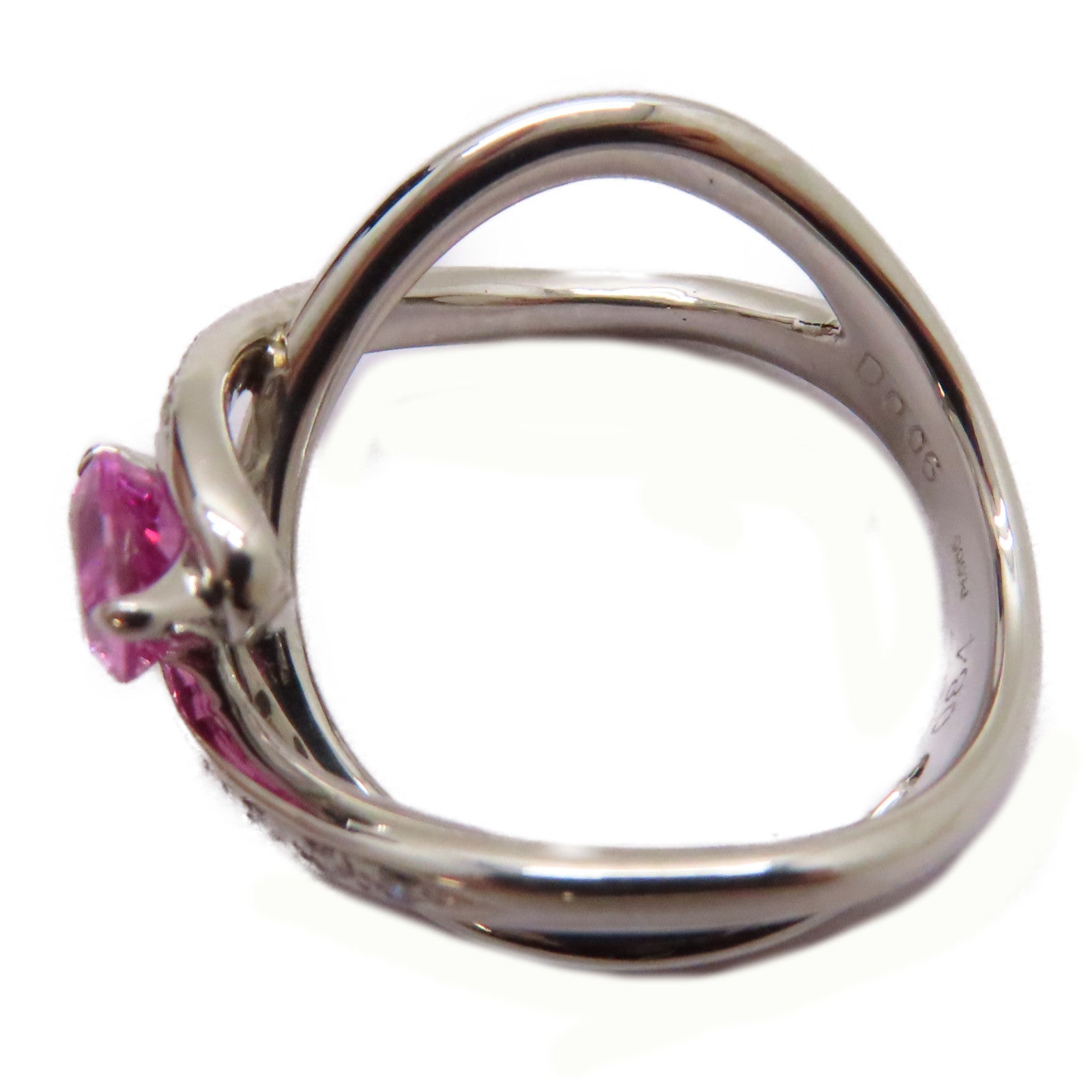 JEWELRY 【激減優惠】PT900鉑金Pink Sapphire Diamond Ring 0.84ct粉紅藍寶石/0.06ct鑽石戒指US#6.25