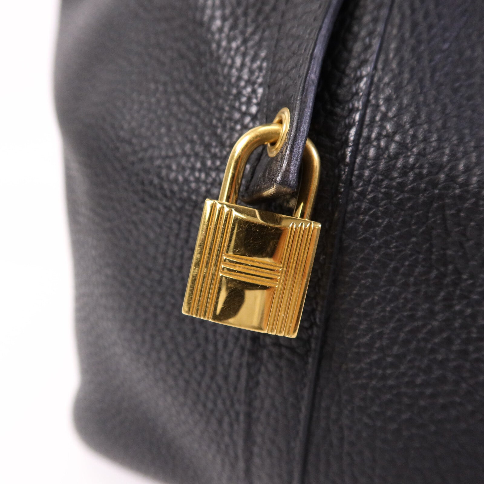 HERMES 【激減優惠】Clemence皮革Picotin MM金扣手挽袋Noir