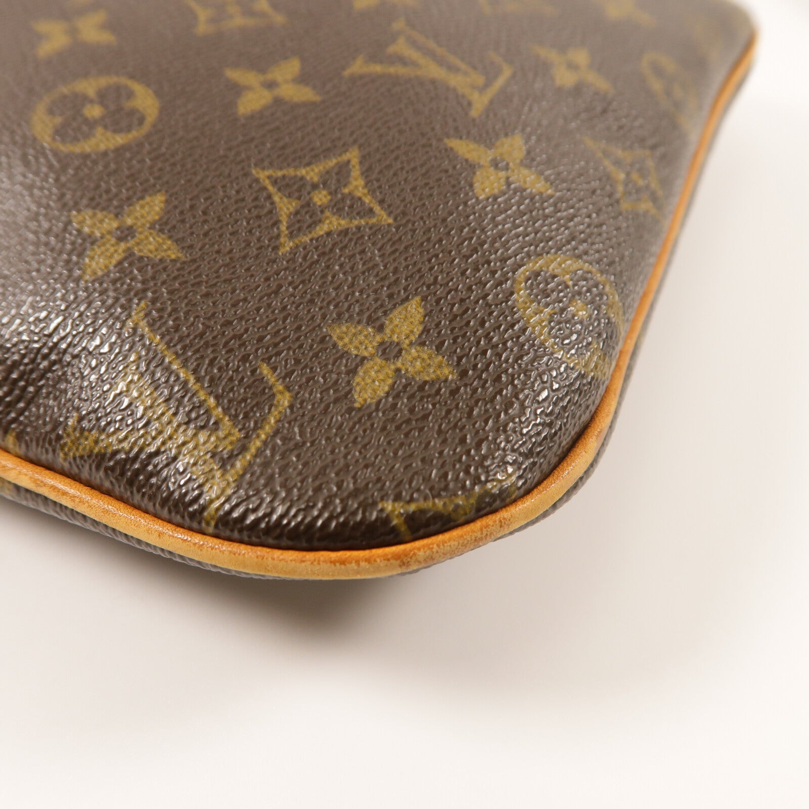 LOUIS VUITTON Monogram Pochette Bosphore金扣肩背袋棕色