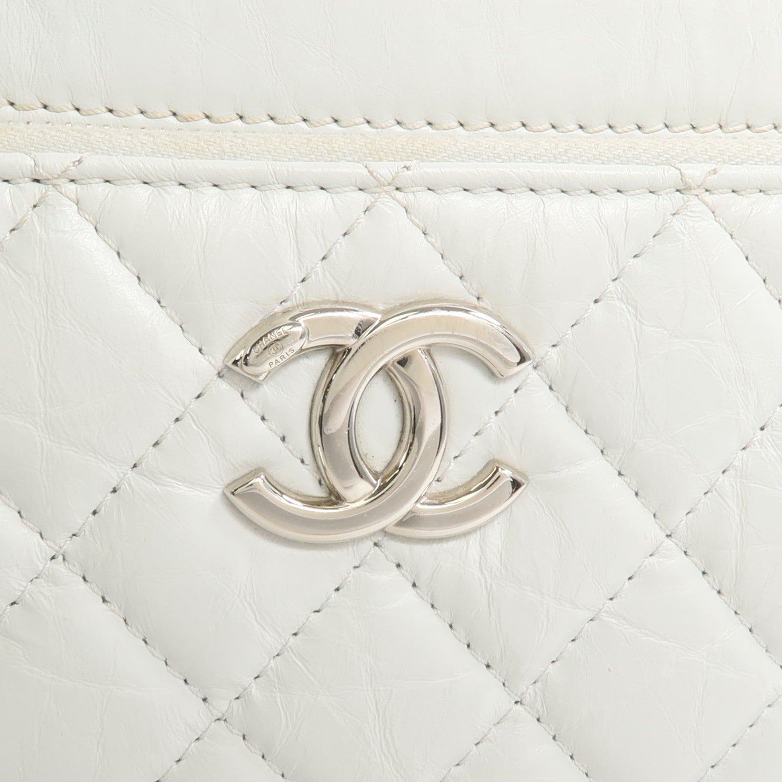 CHANEL 牛皮皮革Chain Shoulder銀扣鏈帶肩背袋