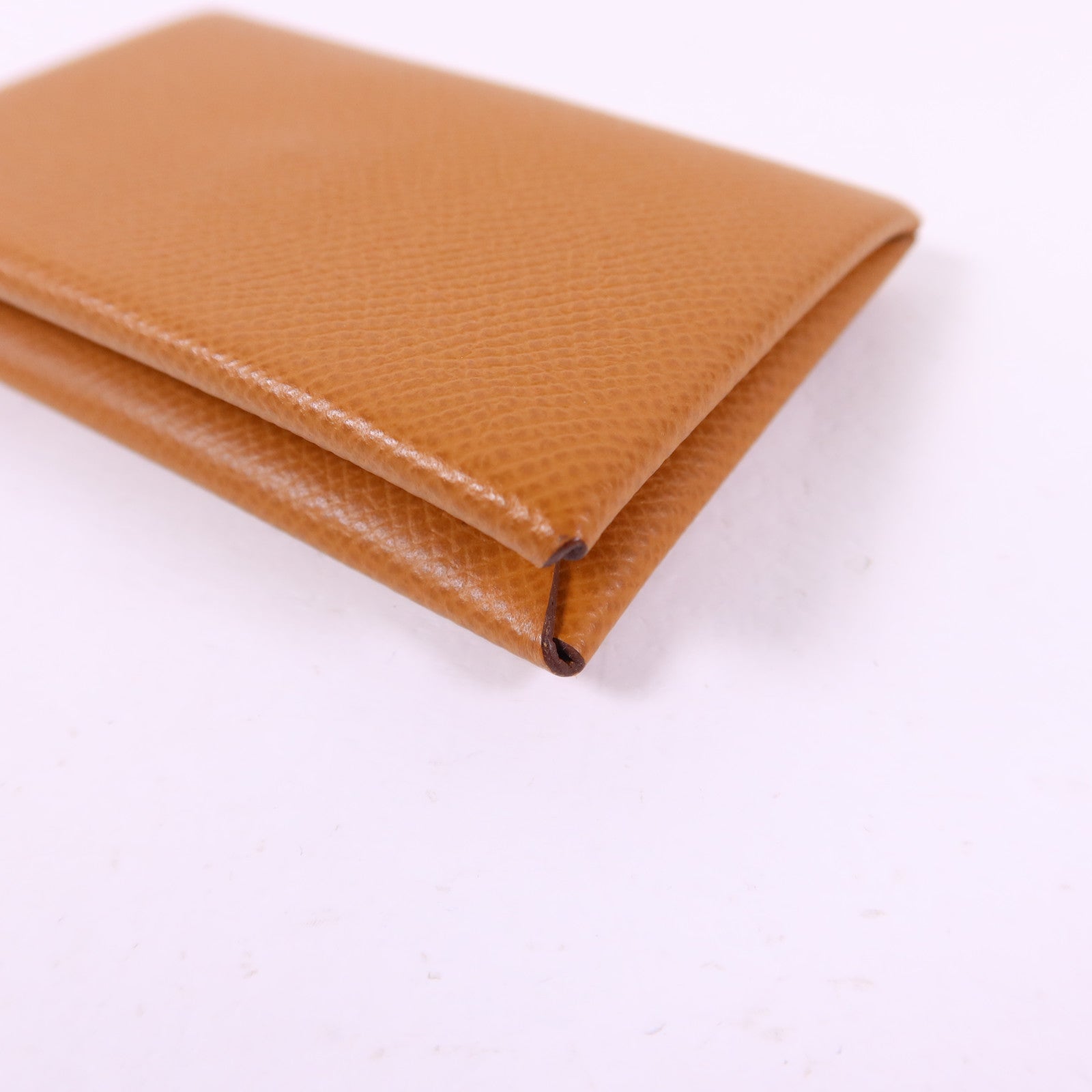 HERMES Epsom皮革Calvi Card Case銀扣卡片套Gold