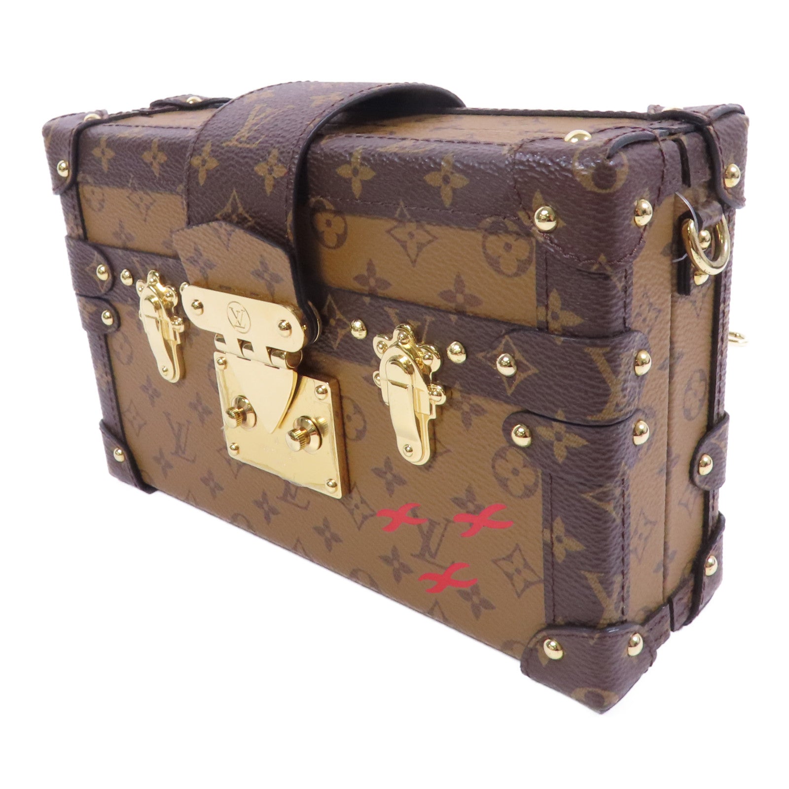 LOUIS VUITTON Monogram Reverse Petite Malle金扣肩背袋