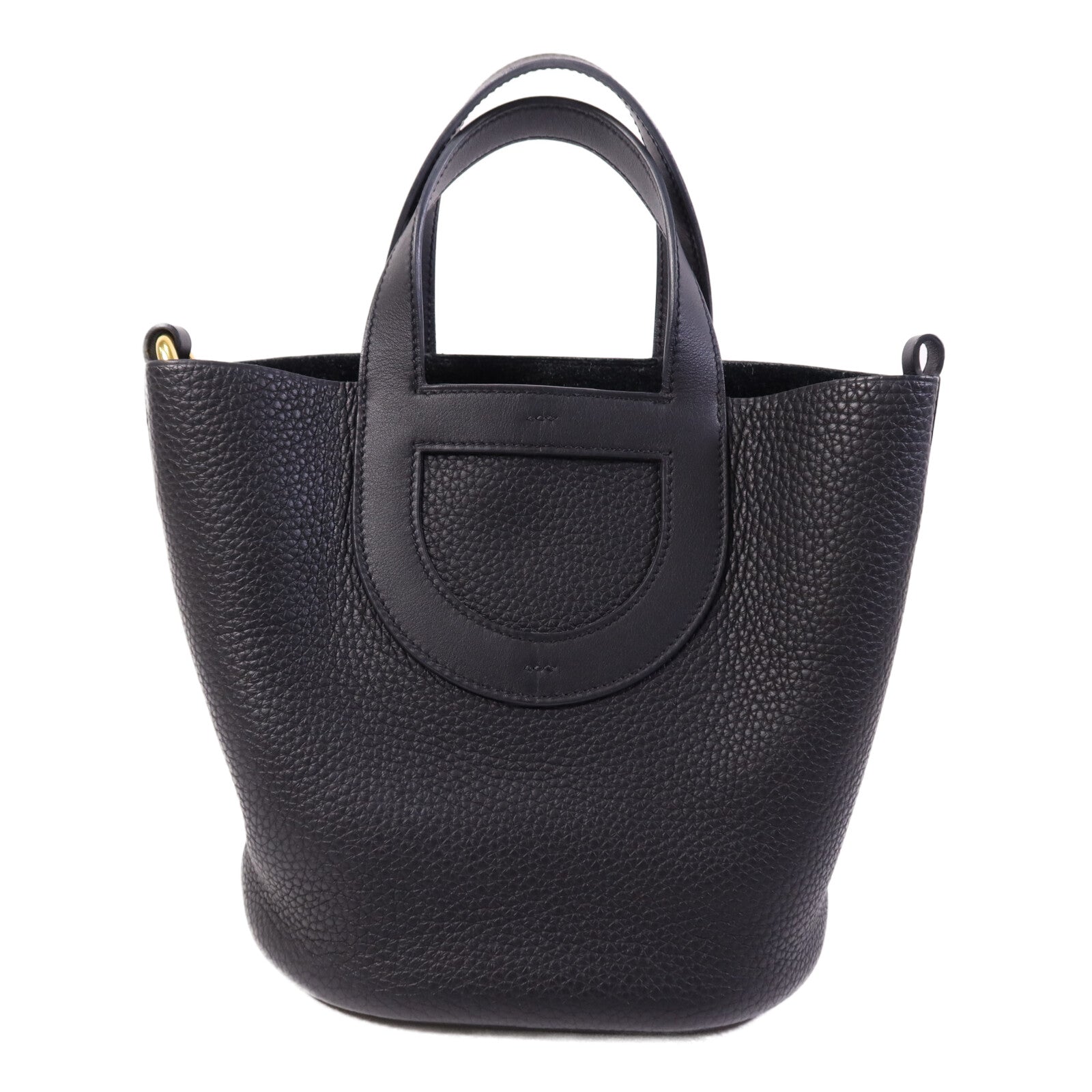 HERMES Clemence皮革In The Loop 18金扣手挽袋Noir