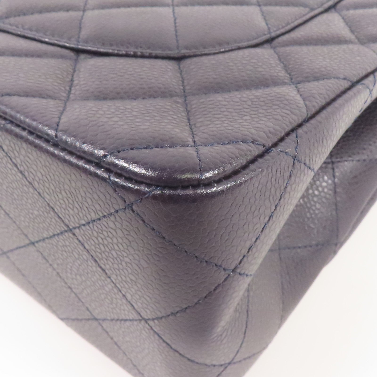 CHANEL 牛皮皮革Large Classic銀扣鏈帶肩背袋