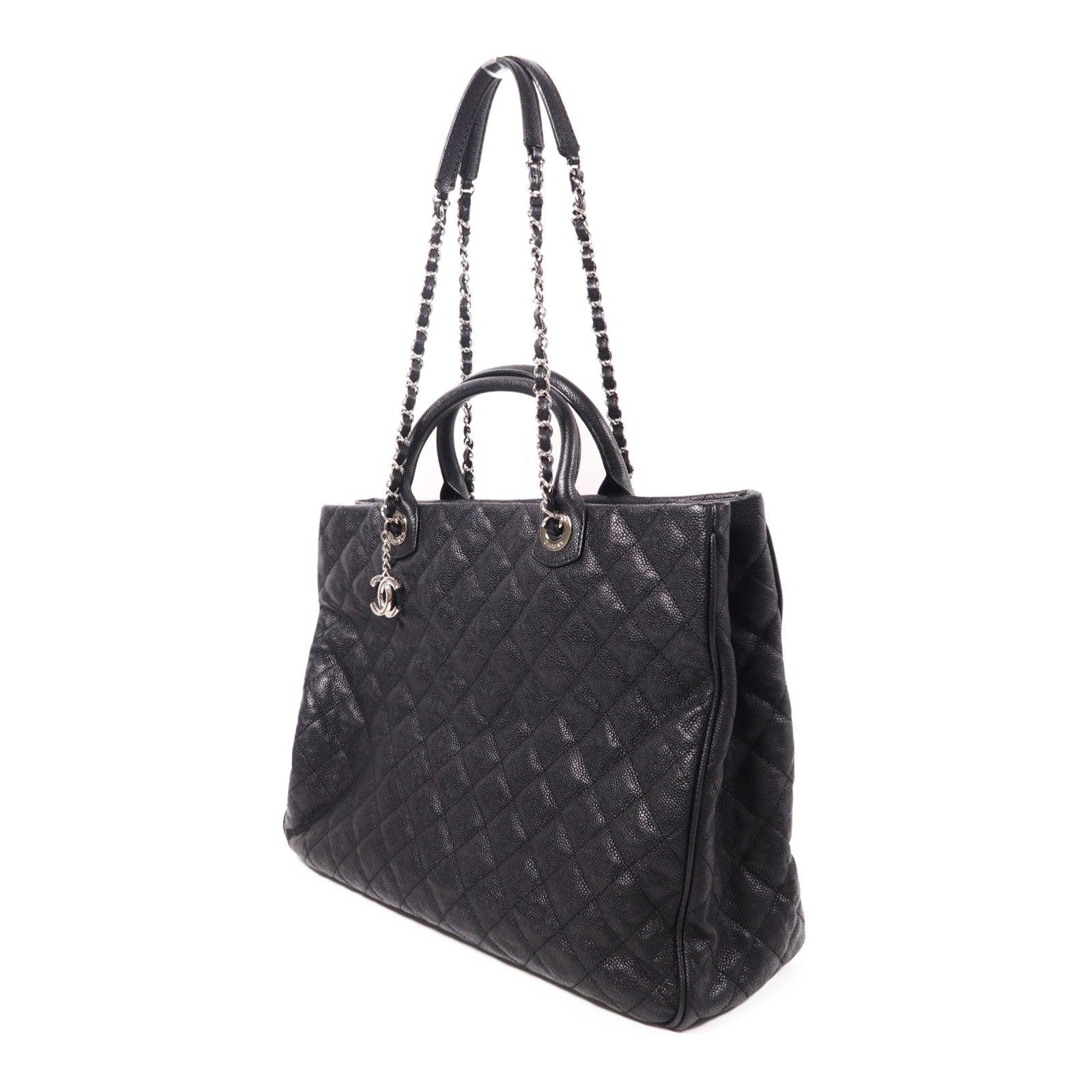 CHANEL 牛皮皮革2 Way Shoulder銀扣手挽肩背兩用袋