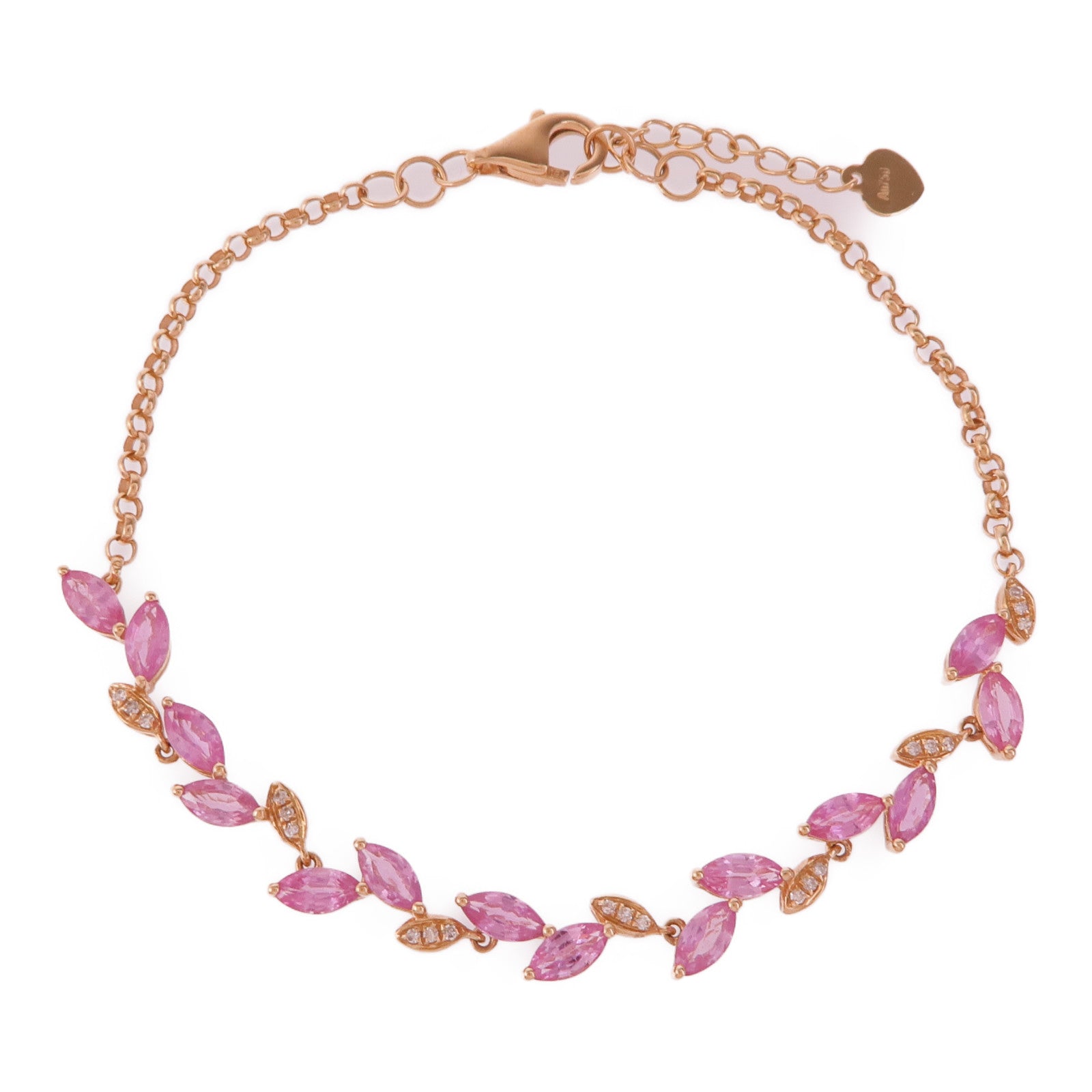JEWELRY 18K玫瑰金Sapphire/Diamond Bracelet粉紅色藍寶石/鑽石手鏈