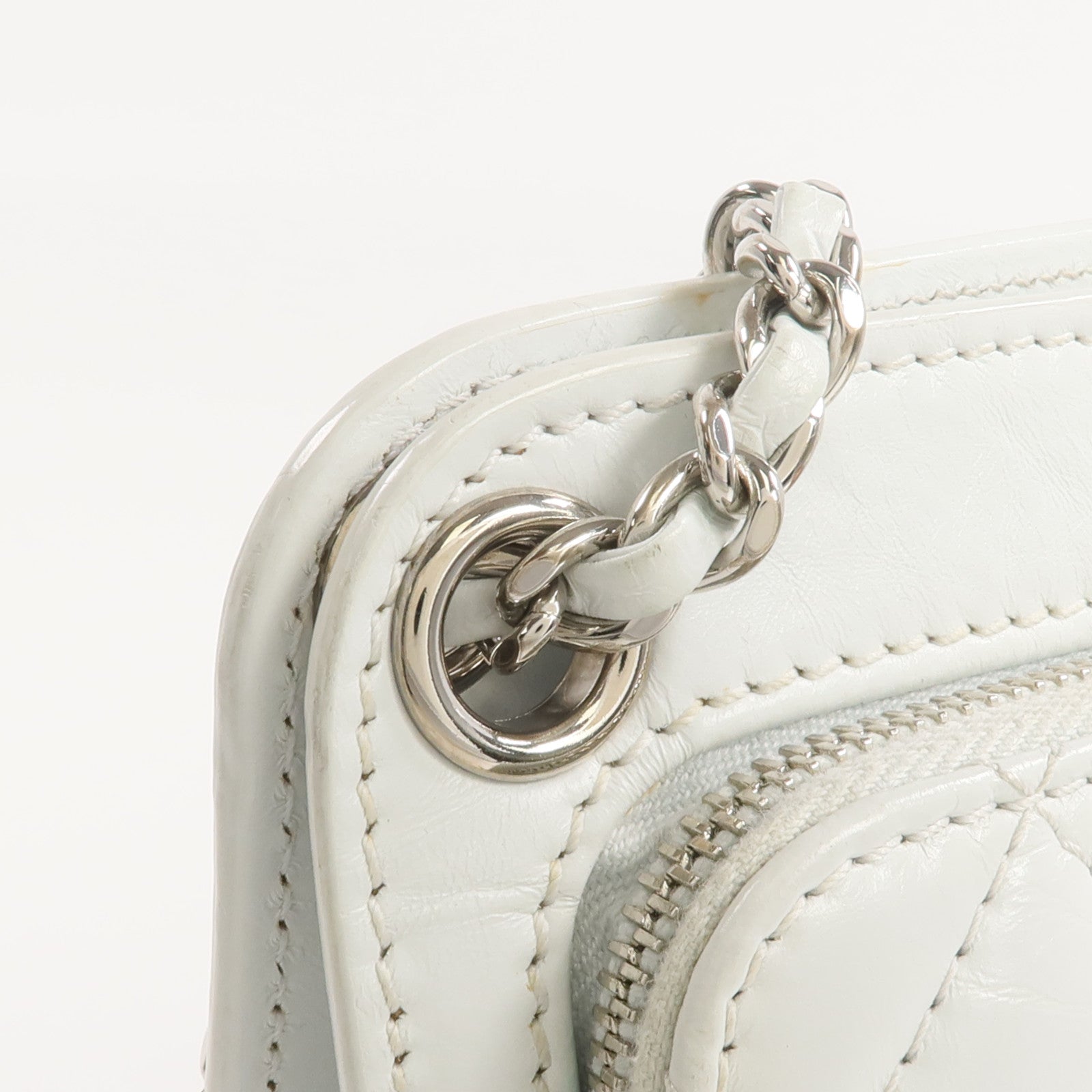 CHANEL 牛皮皮革Chain Shoulder銀扣鏈帶肩背袋