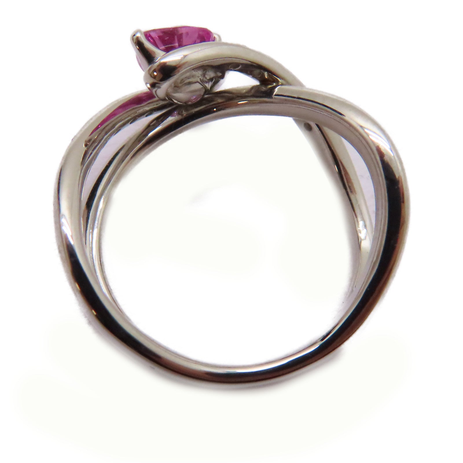 JEWELRY 【激減優惠】PT900鉑金Pink Sapphire Diamond Ring 0.84ct粉紅藍寶石/0.06ct鑽石戒指US#6.25