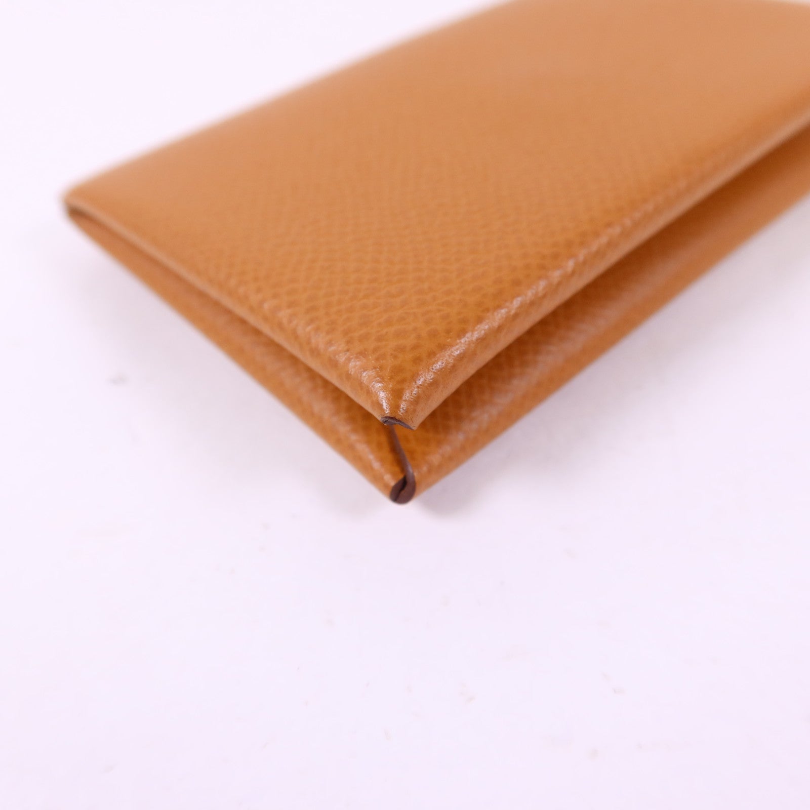 HERMES Epsom皮革Calvi Card Case銀扣卡片套Gold