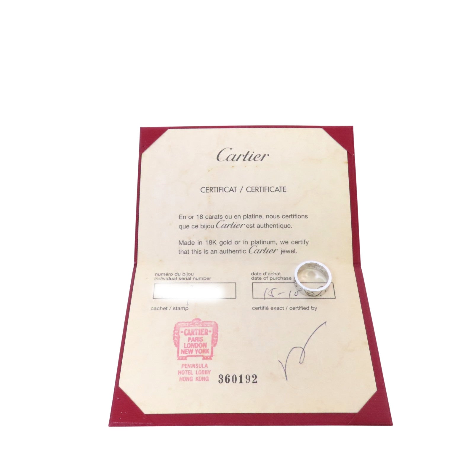 CARTIER 18K白金Love Ring戒指#50/US#5