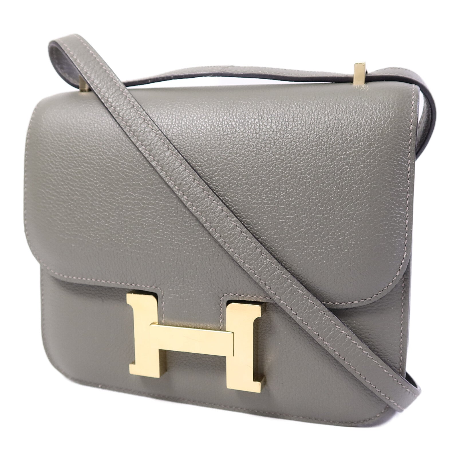 HERMES Evercolor皮革Constance Mini肩背袋GrisMeyer/Gris Perle