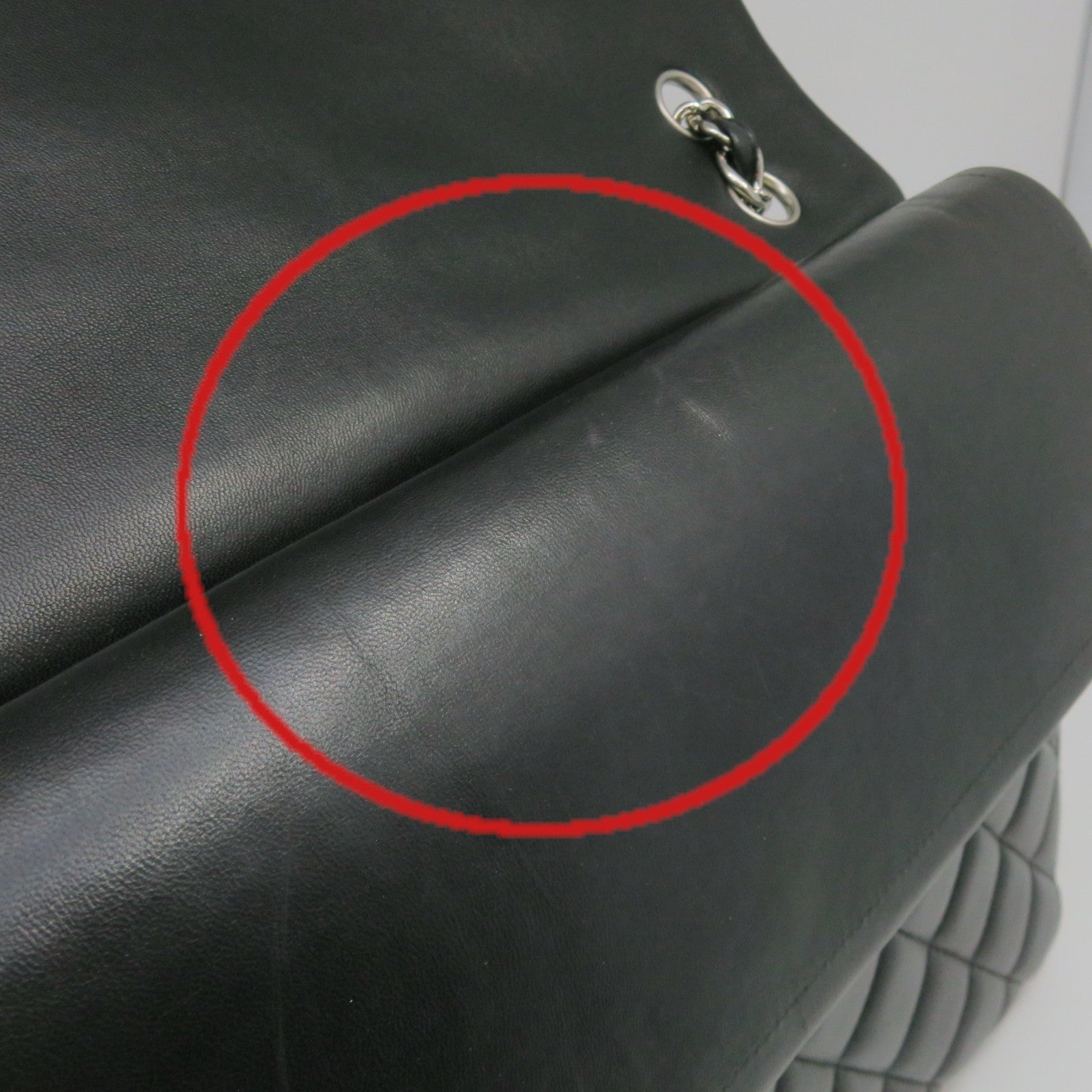CHANEL 菱格羊皮皮革Jumbo Shoulder Bag银扣链带肩背袋黑色
