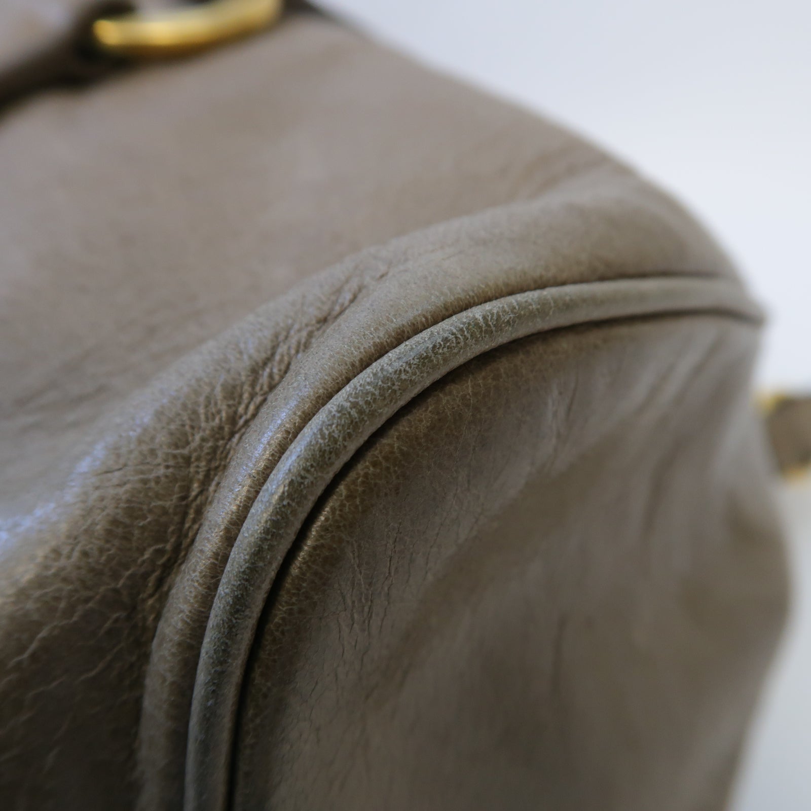 Miu Miu 【激減優惠】牛皮皮革Tote Bag金扣手挽肩背兩用袋啡色