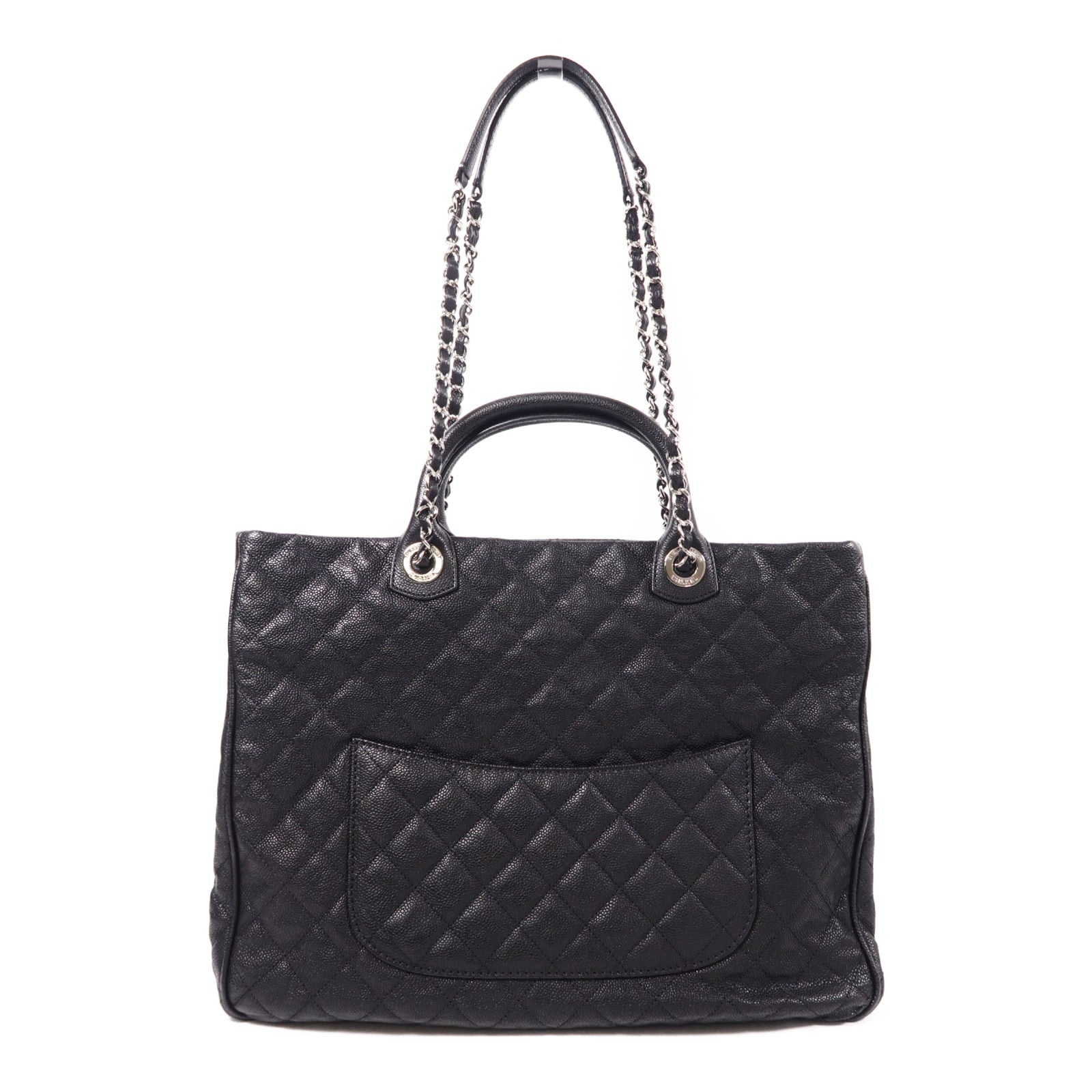 CHANEL 牛皮皮革2 Way Shoulder銀扣手挽肩背兩用袋