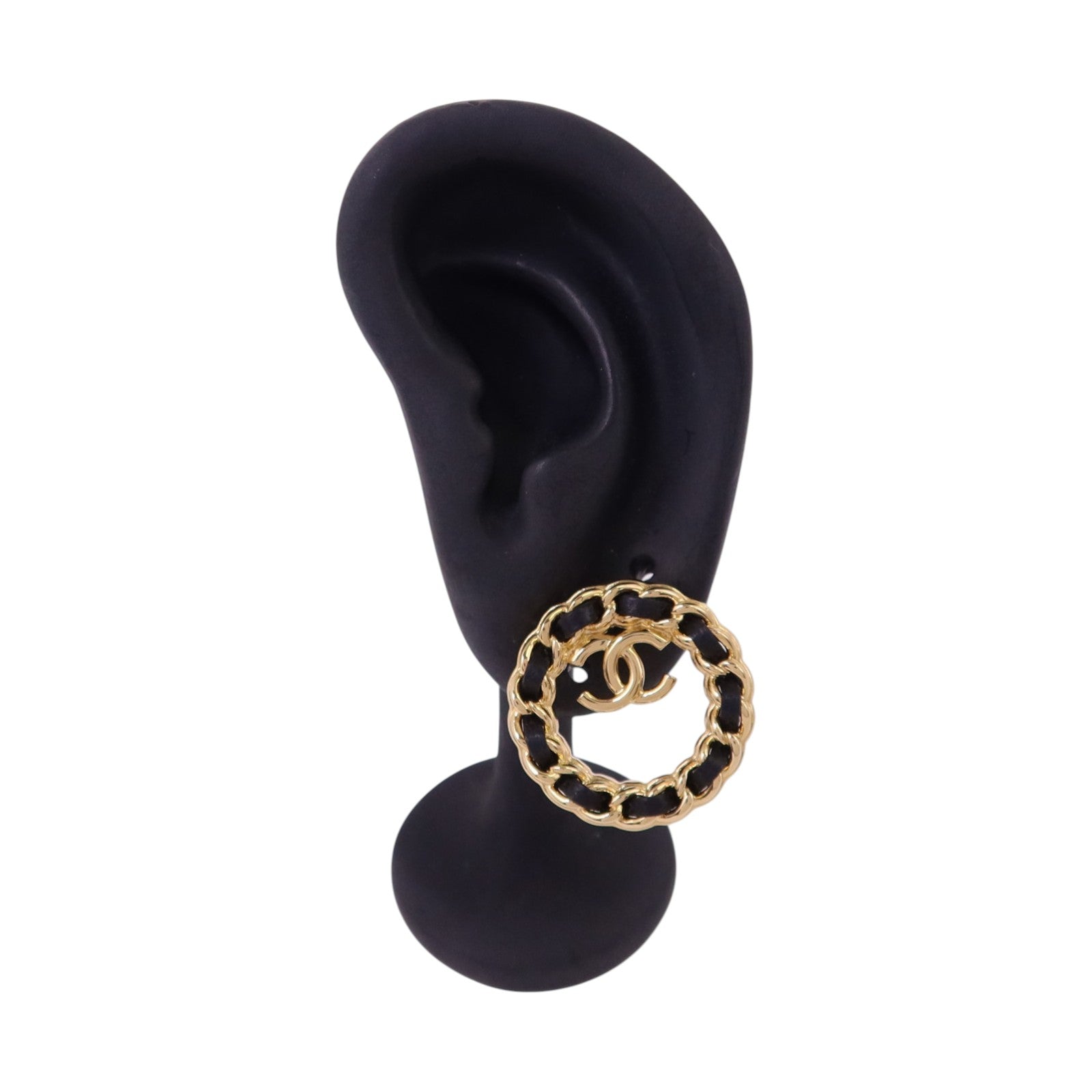 CHANEL 金屬/皮革Earrings金扣耳環