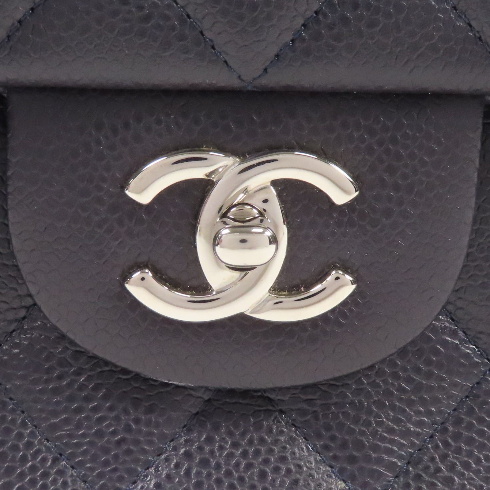 CHANEL 牛皮皮革Large Classic銀扣鏈帶肩背袋