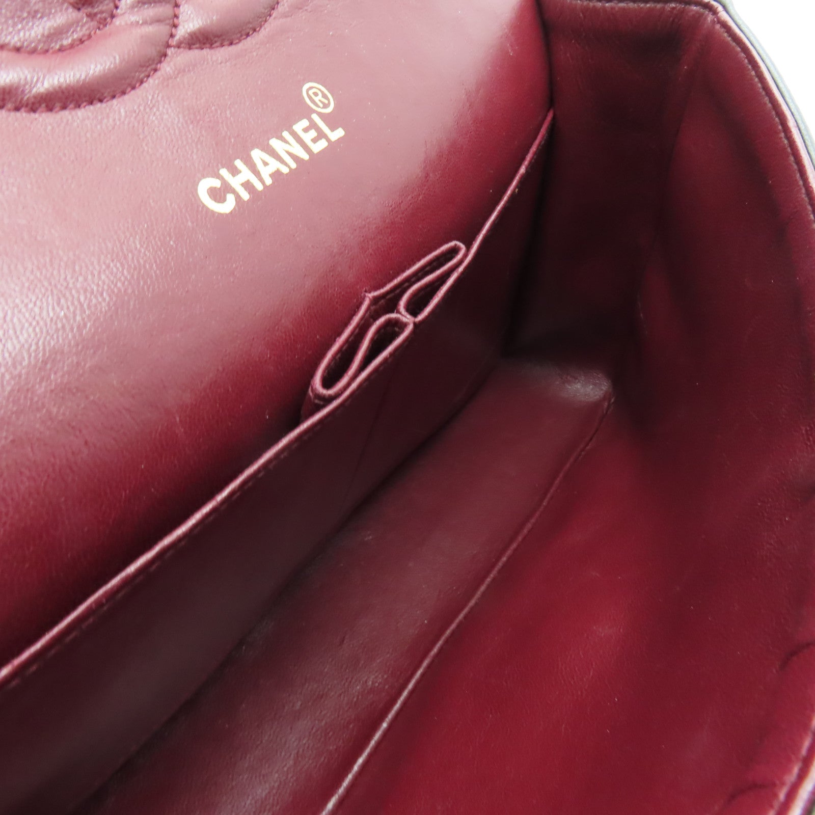 CHANEL 【激減優惠】菱格牛皮皮革Classic Flap 25金扣鏈帶肩背袋深啡色