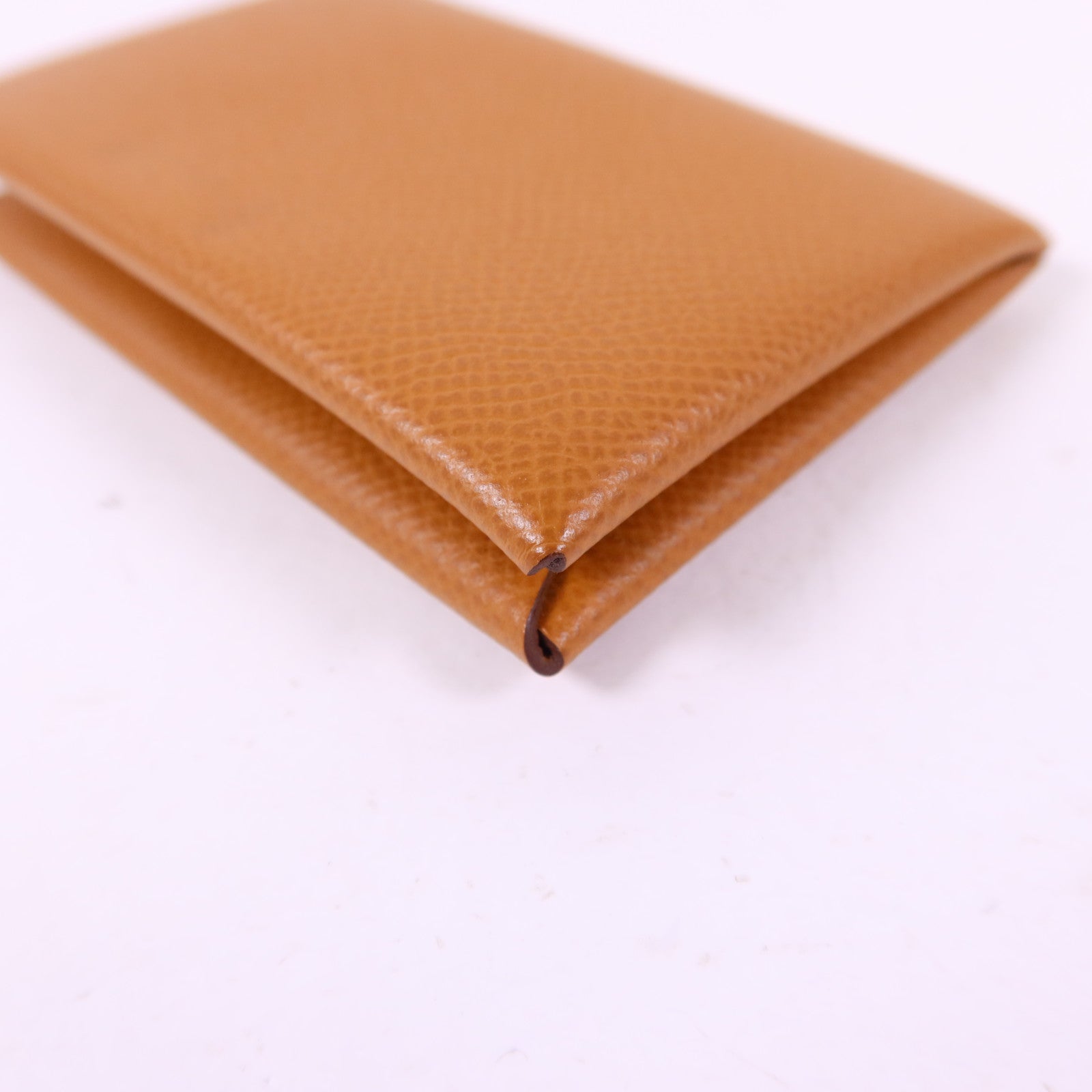 HERMES Epsom皮革Calvi Card Case銀扣卡片套Gold