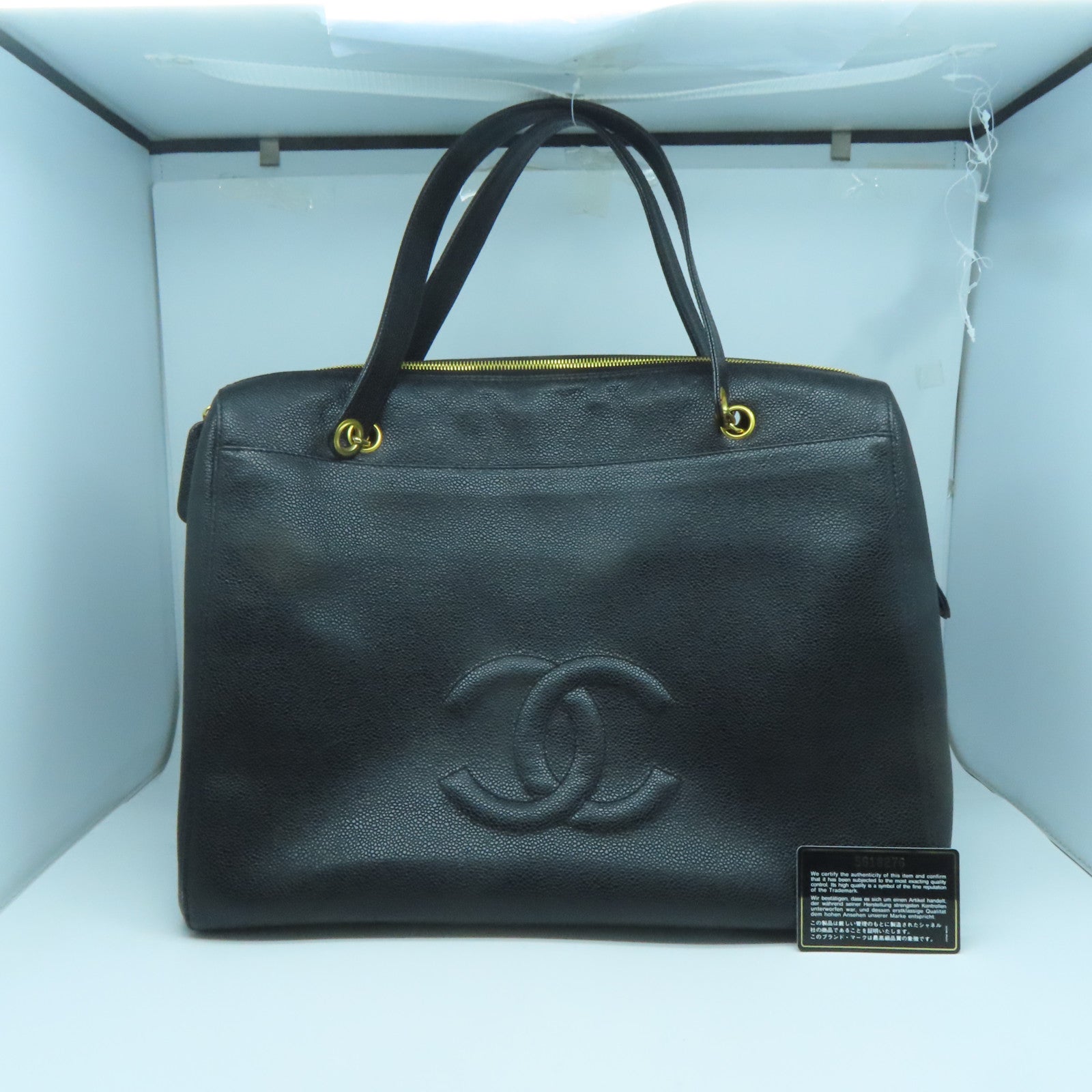 CHANEL 【激減優惠】牛皮皮革Tote Bag金扣鏈帶肩背袋黑色