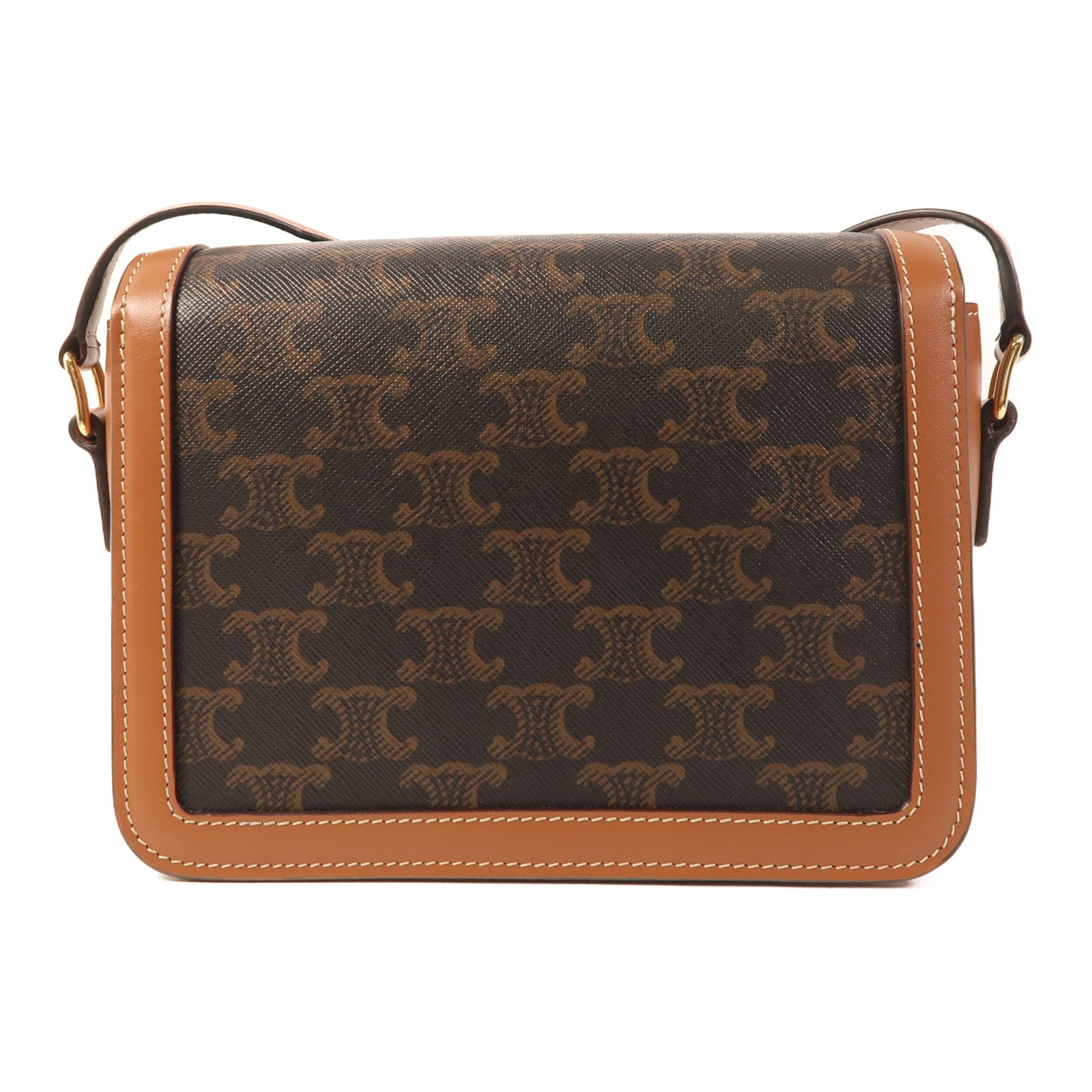 CELINE 塗層帆布Teen Troimphe金扣肩背袋