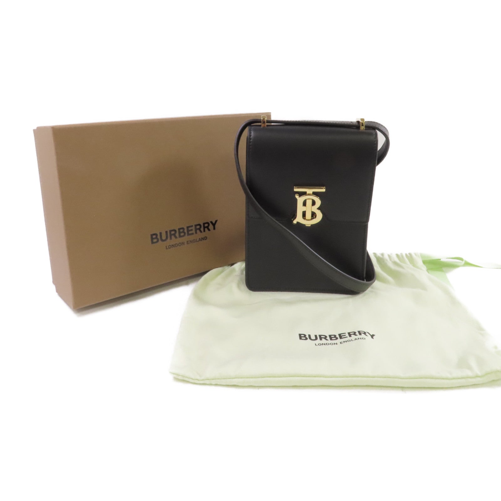BURBERRY 牛皮皮革Shoulder Bag金扣肩背袋黑色