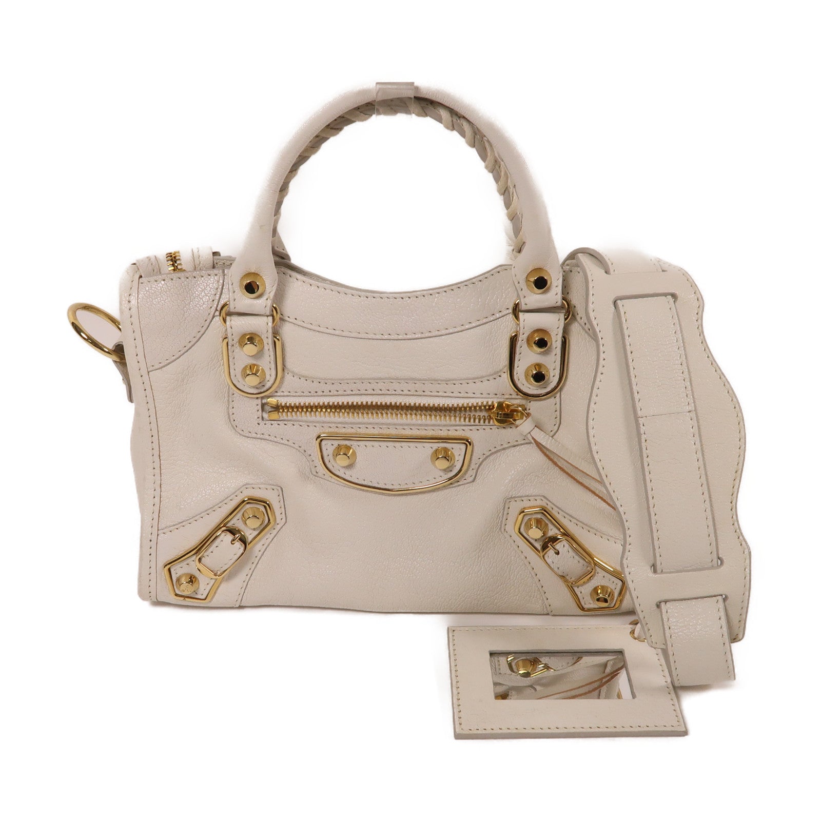 BALENCIAGA 牛皮皮革Mini City手挽肩背兩用袋黑色
