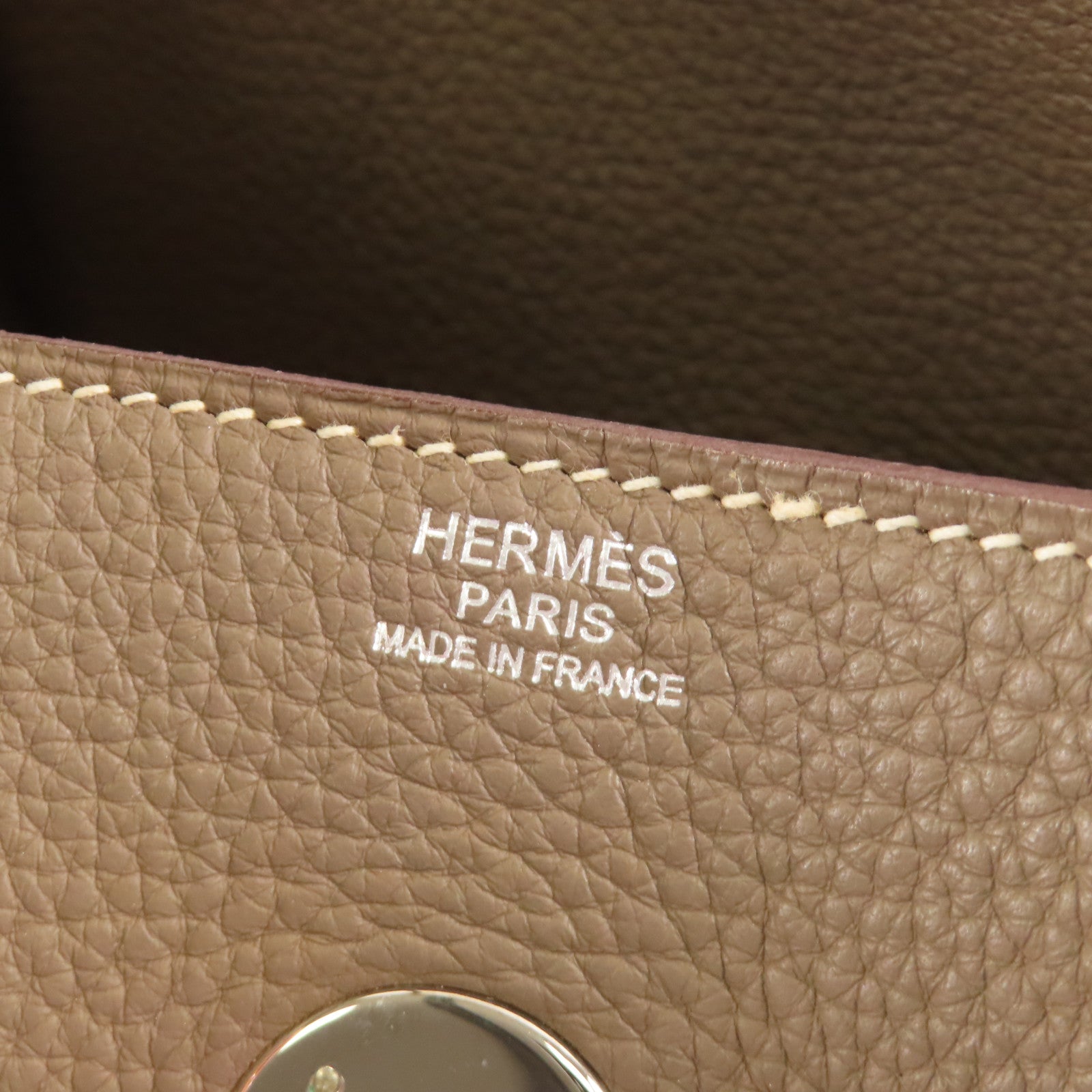 HERMES Togo皮革Lindy 34銀扣手挽肩背兩用袋18 Etoupe