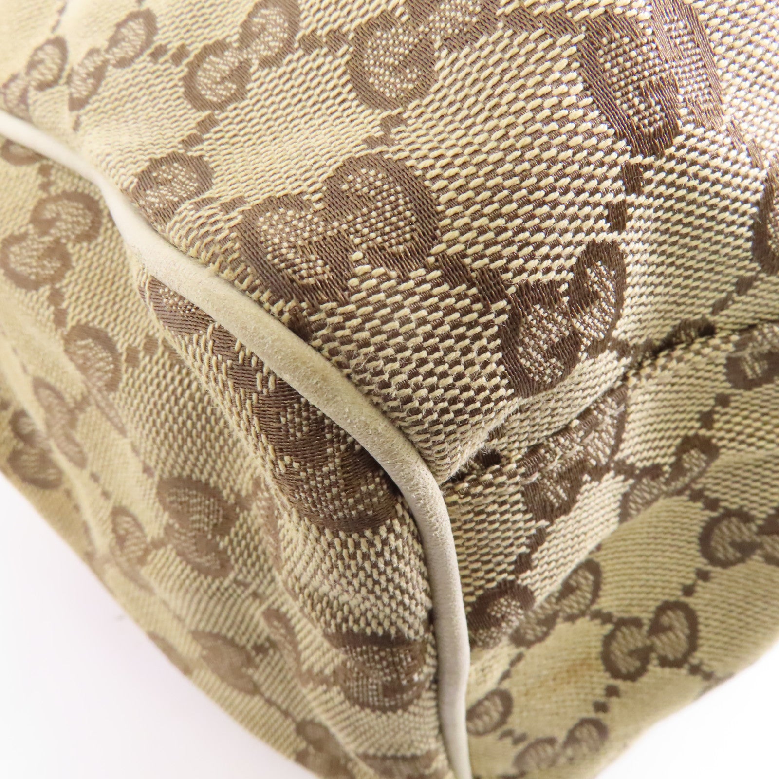 GUCCI 帆布Shoulder Bag金扣肩背袋棕色/白色