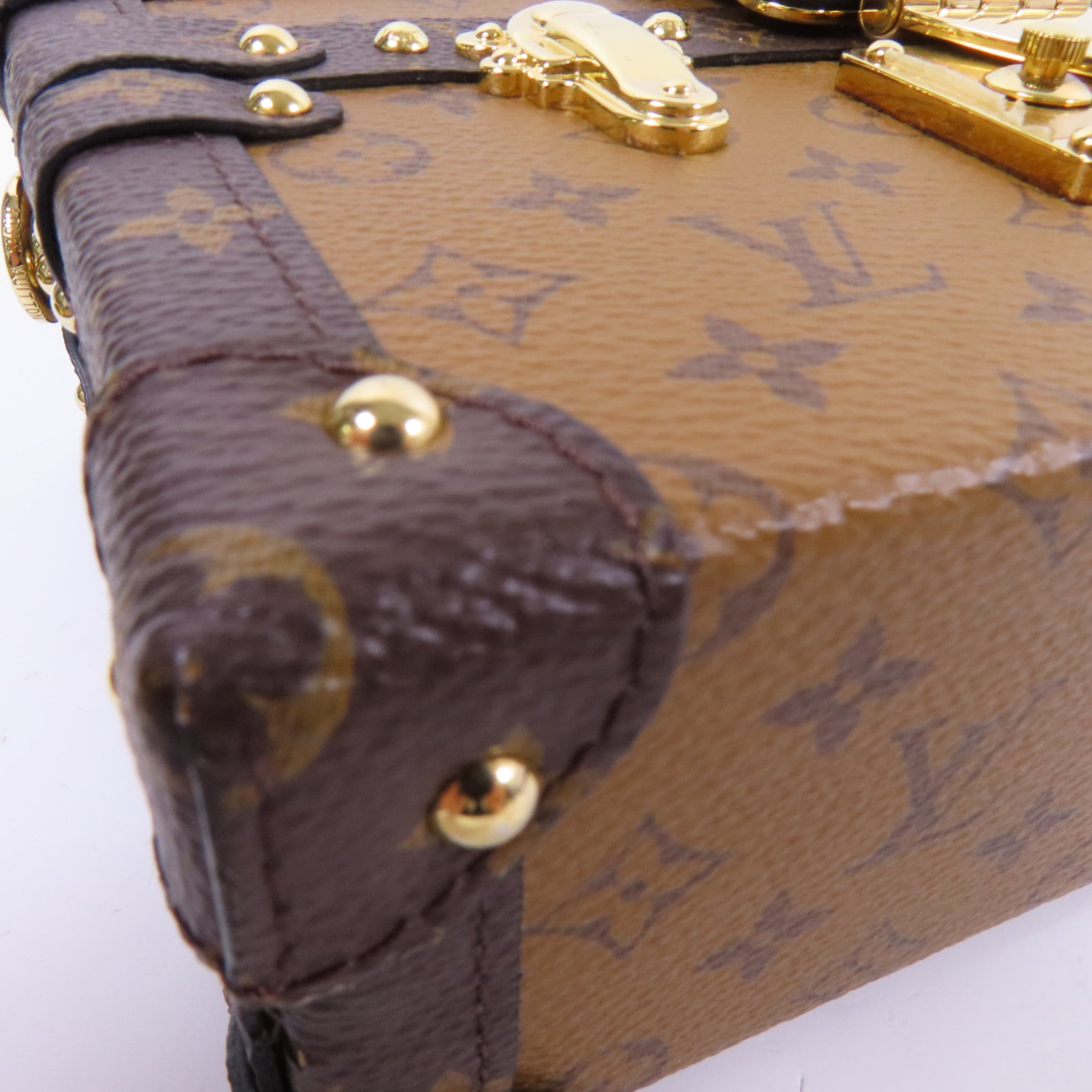 LOUIS VUITTON Monogram Reverse Petite Malle金扣肩背袋