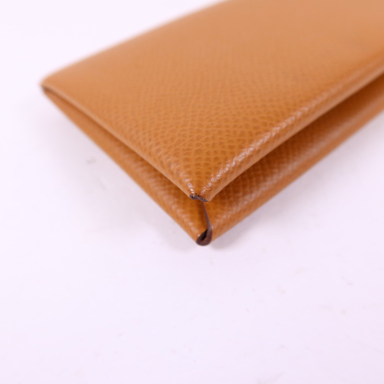 HERMES Epsom皮革Calvi Card Case銀扣卡片套Gold