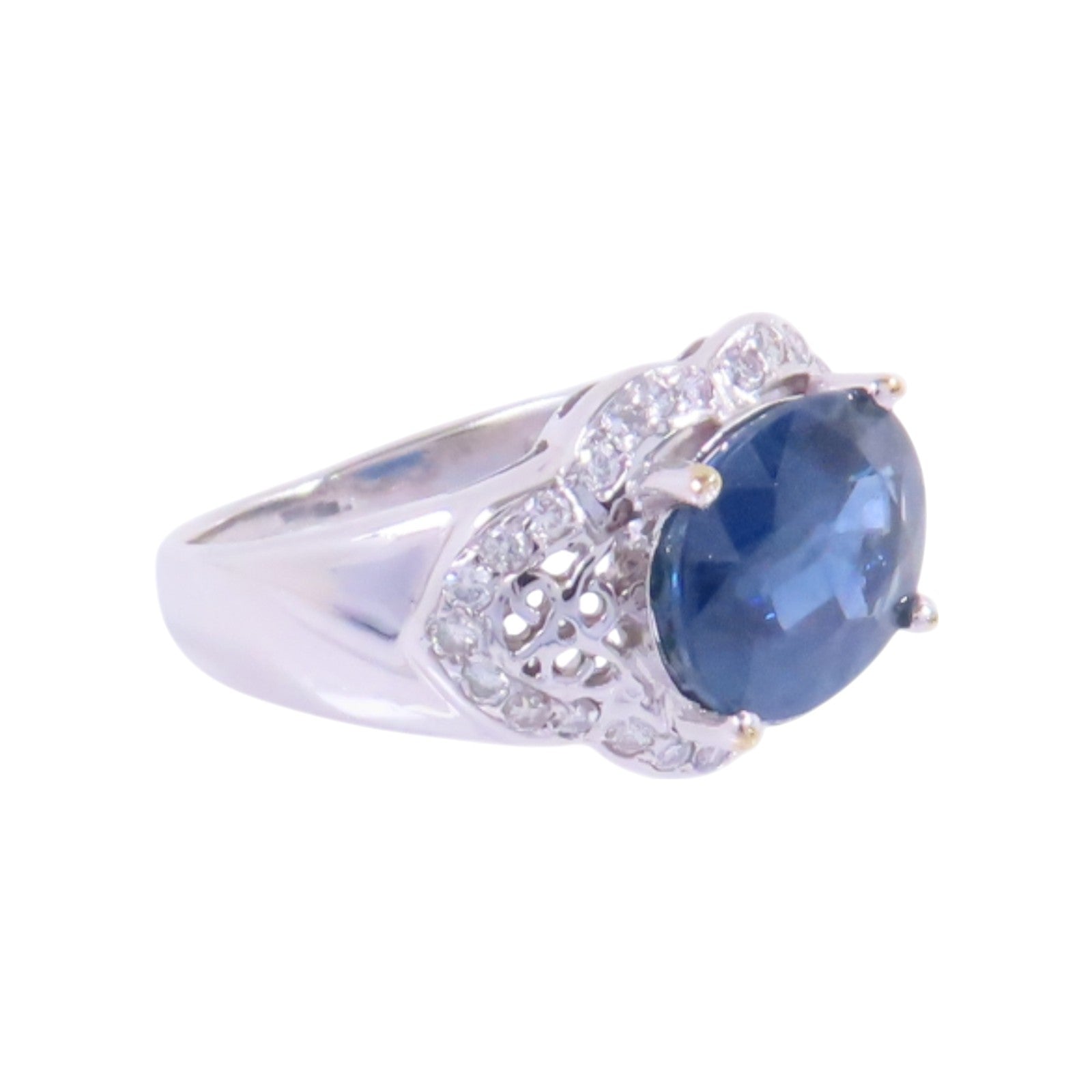 JEWELRY 【激減優惠】18K白金/藍寶石/鑽石Sapphire Diamond Ring戒指US#4.25