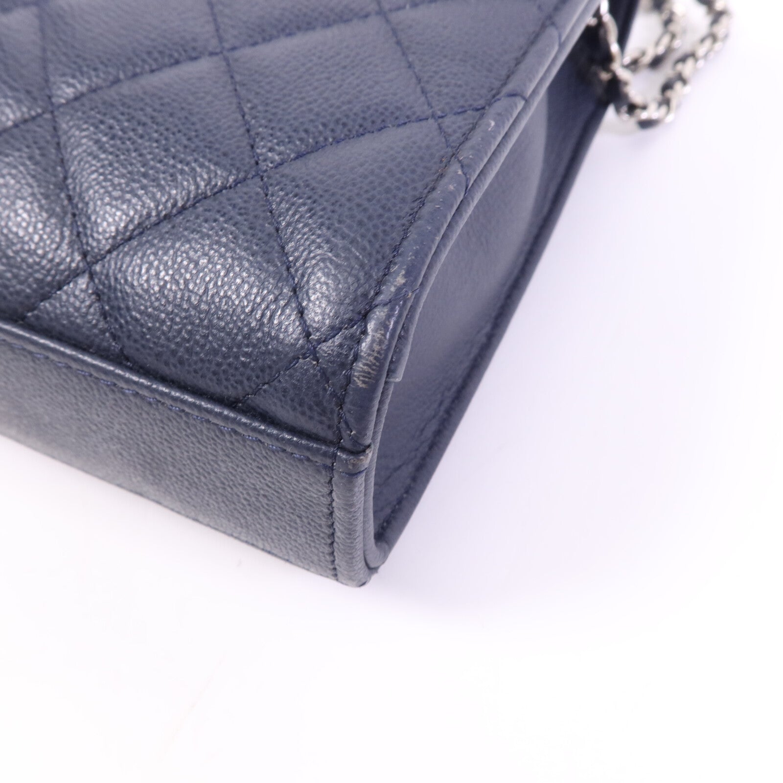 CHANEL 牛皮皮革Shoulder Bag銀扣鏈帶肩背袋