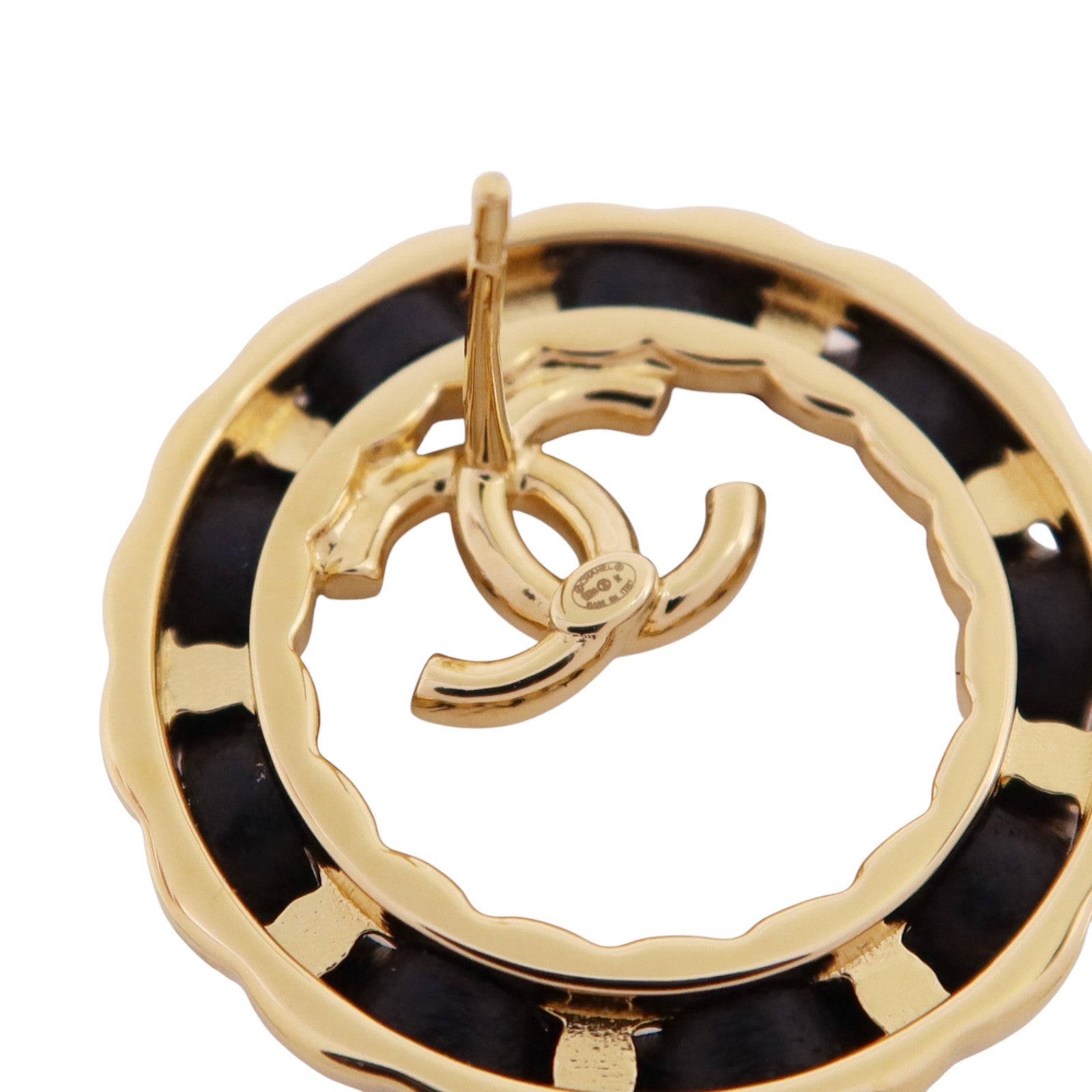 CHANEL 金屬/皮革Earrings金扣耳環