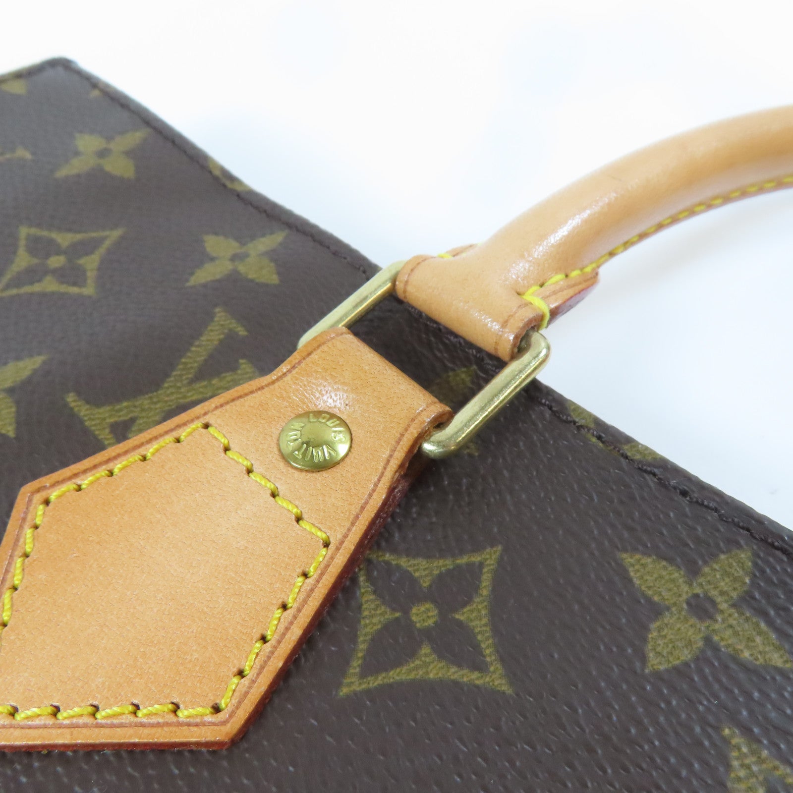 LOUIS VUITTON Monogram Sac Plat Tote Bag金扣手挽袋啡色