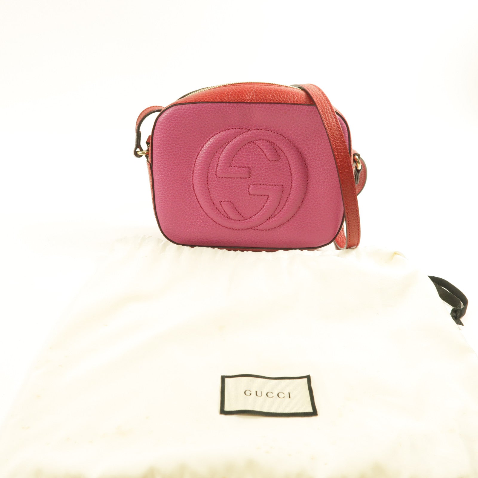 GUCCI CC GHW Shoulder Bag Calfskin Leather 431567 Pink/Red
