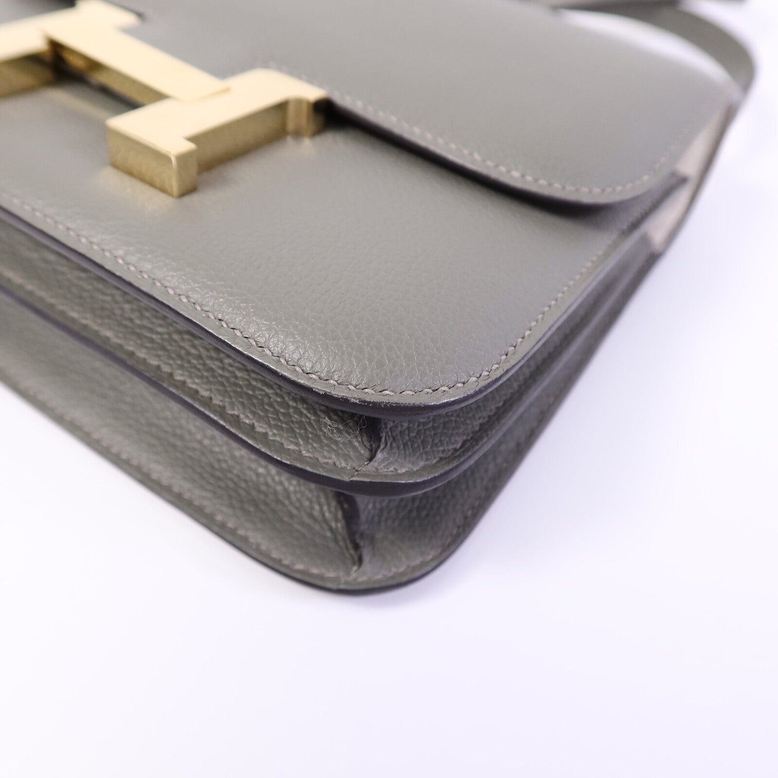HERMES Evercolor皮革Constance Mini肩背袋GrisMeyer/Gris Perle