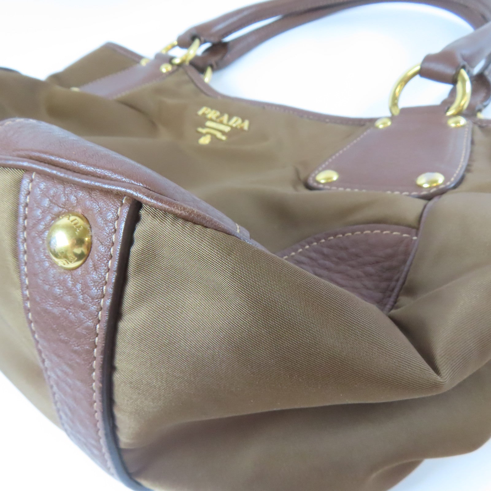 PRADA 尼龍Shoulder Bag金扣肩背袋啡色