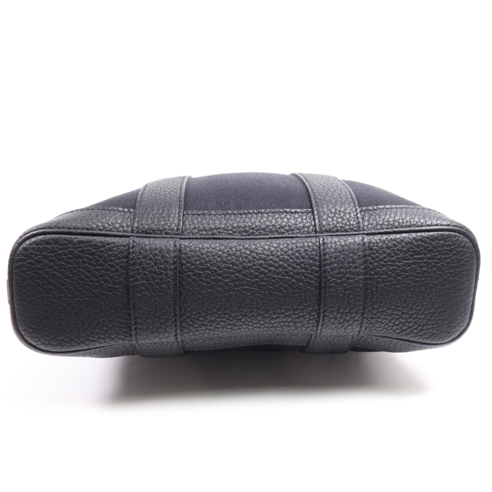 HERMES 帆布Garden File PM銀扣手挽肩背兩用袋Noir